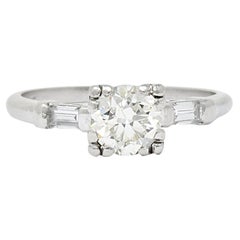 1940s Retro 1.08 Carat Diamond Platinum Engagement Ring
