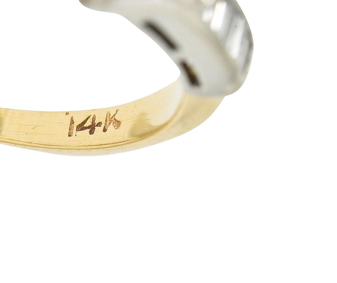 1940's Retro 1.29 Carats Diamond 14 Karat Two-Tone Engagement Ring GIA For Sale 1