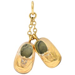 1940s Retro 14 Karat Gold Articulated Baby Shoe Charm
