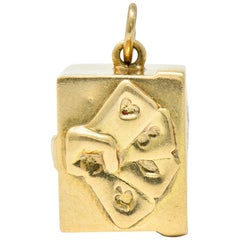 1940s Vintage 14 Karat Gold Card Box and Cards Charm