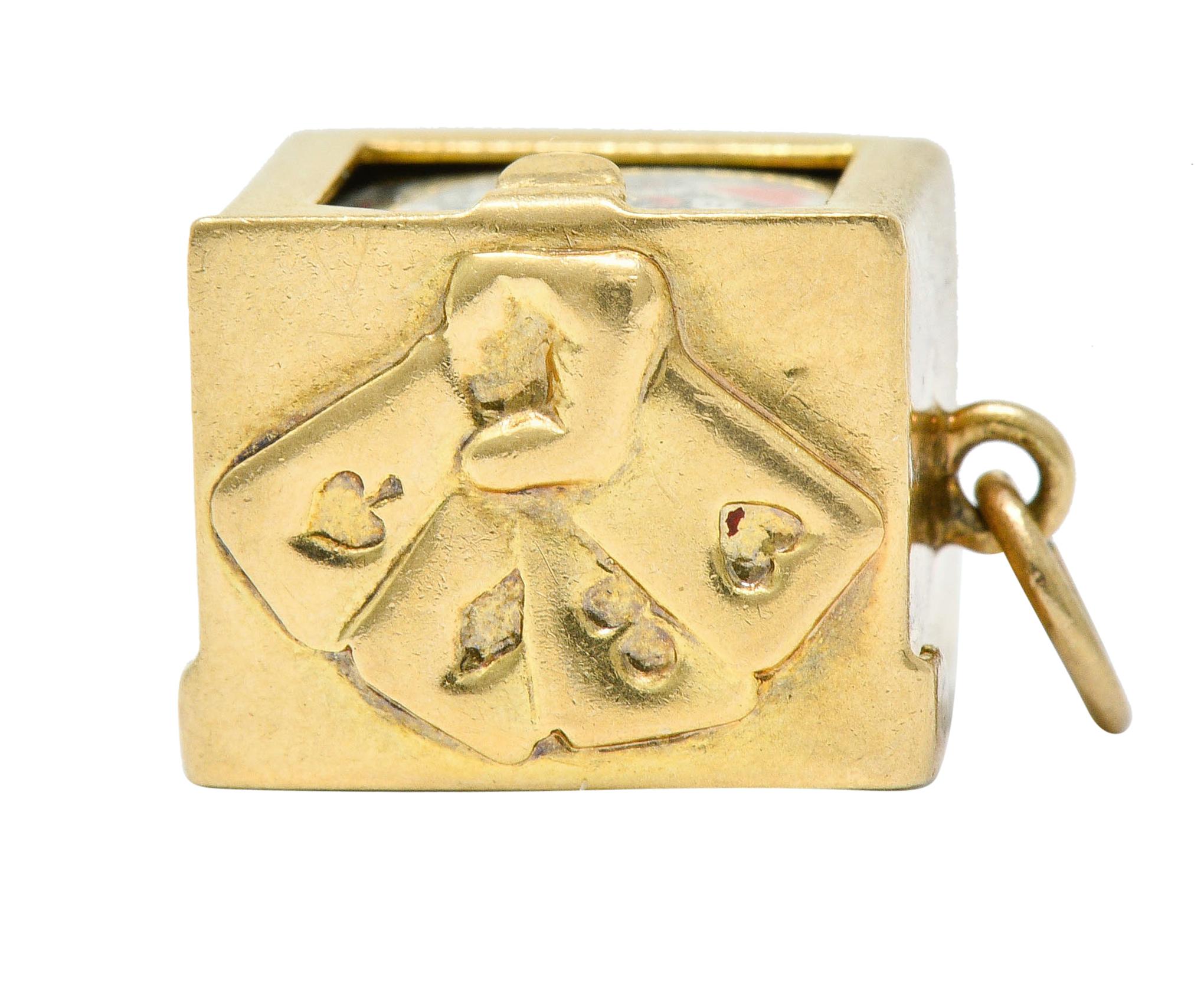 1940s Retro 14 Karat Gold Card Box and Cards Charm 4