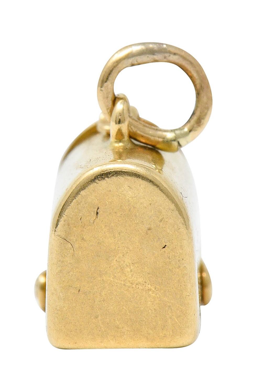 1940s Retro 14 Karat Gold Heart and Mailbox Charm In Excellent Condition In Philadelphia, PA