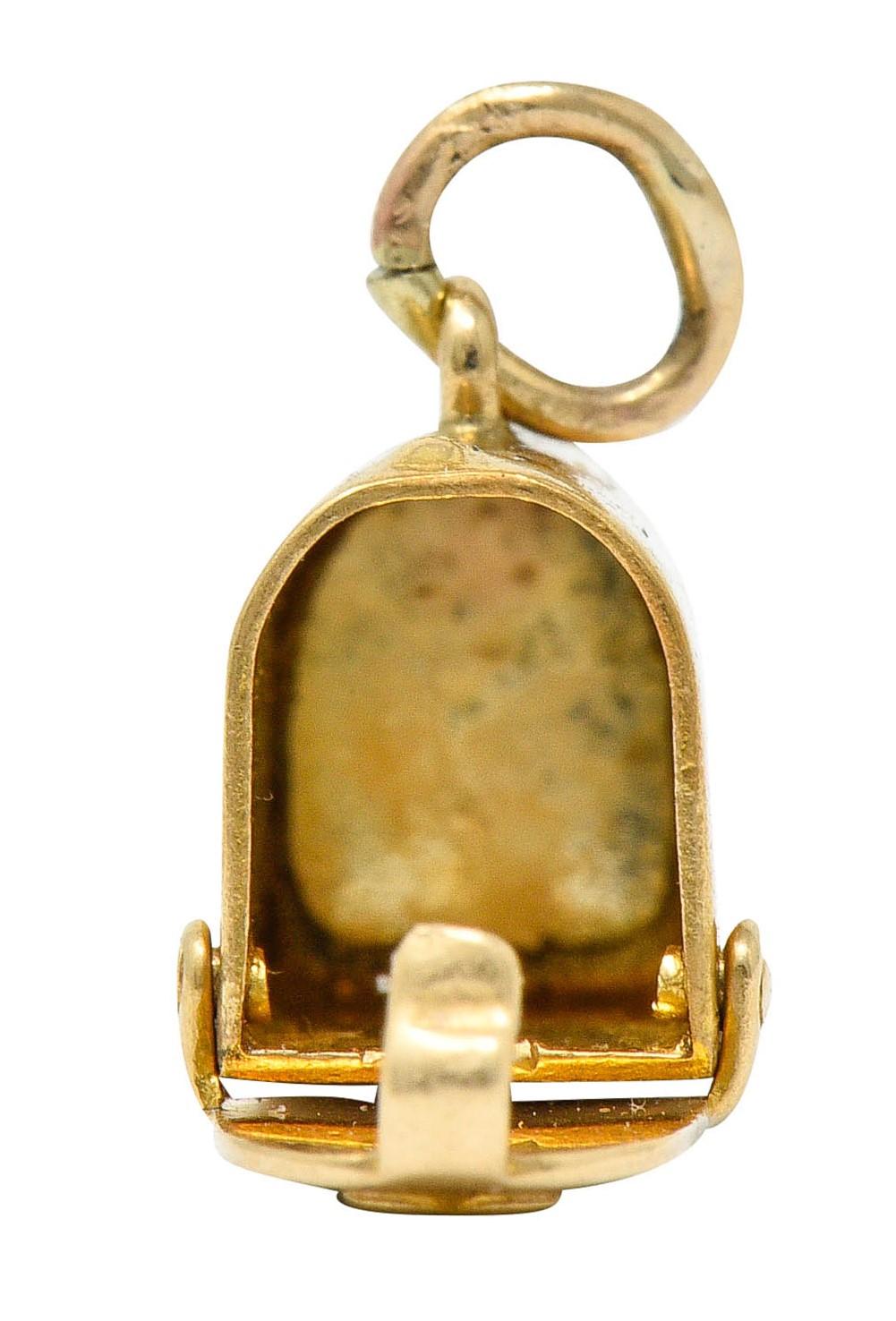 1940s Retro 14 Karat Gold Heart and Mailbox Charm 1