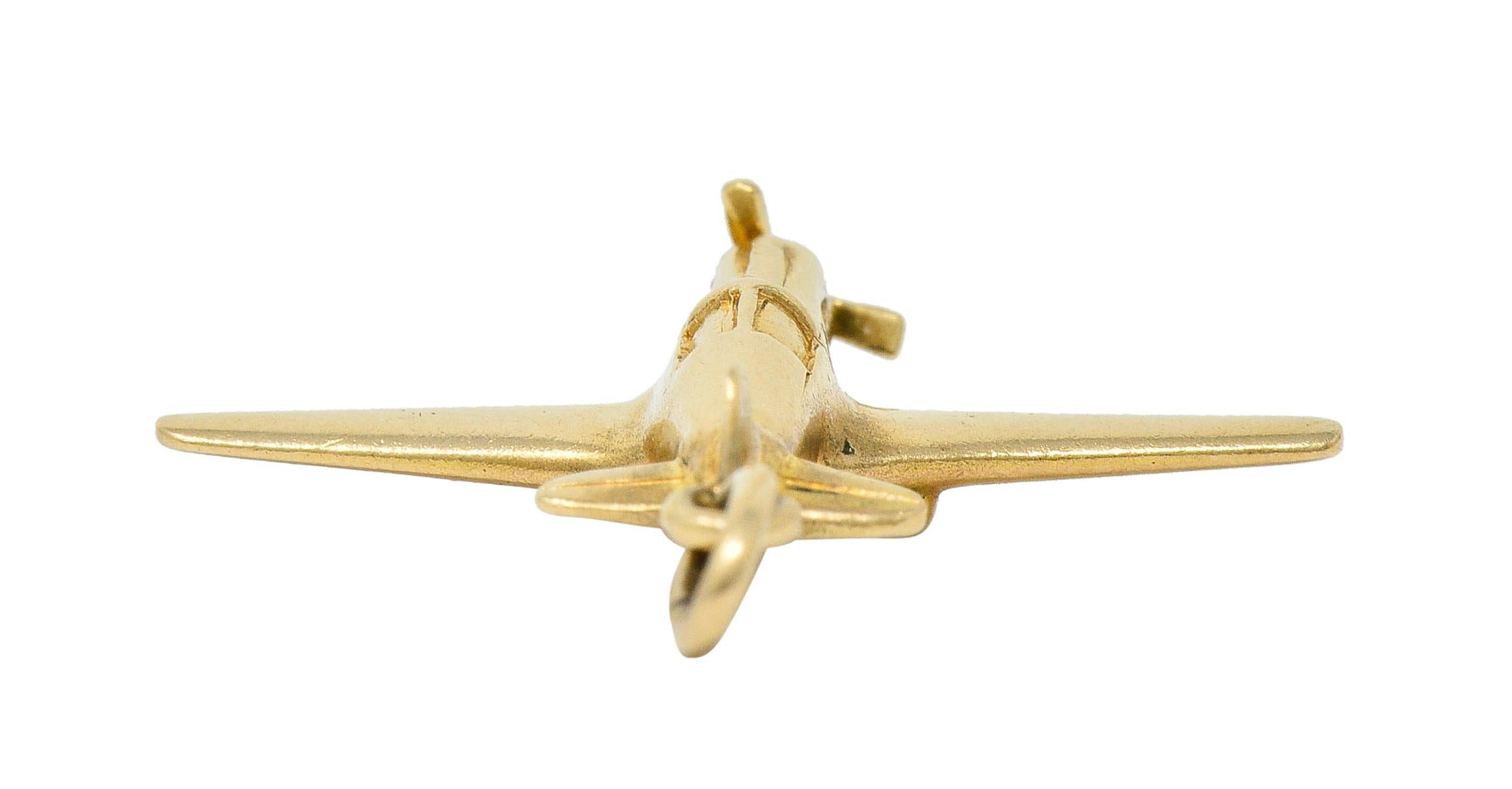 1940s Retro 14 Karat Gold Prop Airplane Charm 4