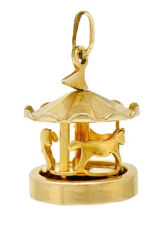1940s Retro 14 Karat Gold Spinning Carousel Charm