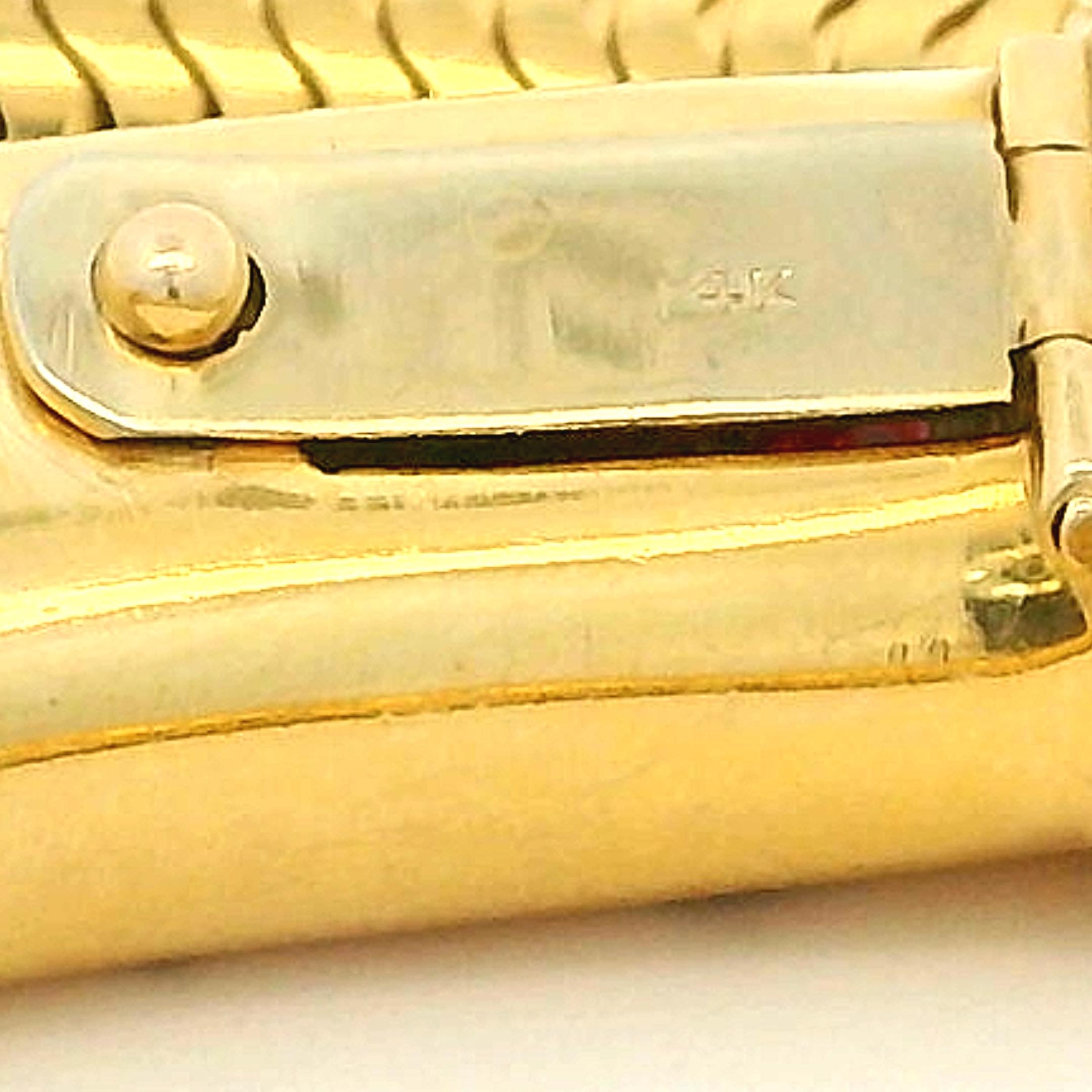 Retro 14K Gold Tubogas Necklace with Star-Set Rubies & Diamonds, Circa 1940 For Sale 6