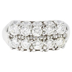 1940's Retro 1.50 Carats Diamond 14 Karat White Gold Fishtail Band Ring