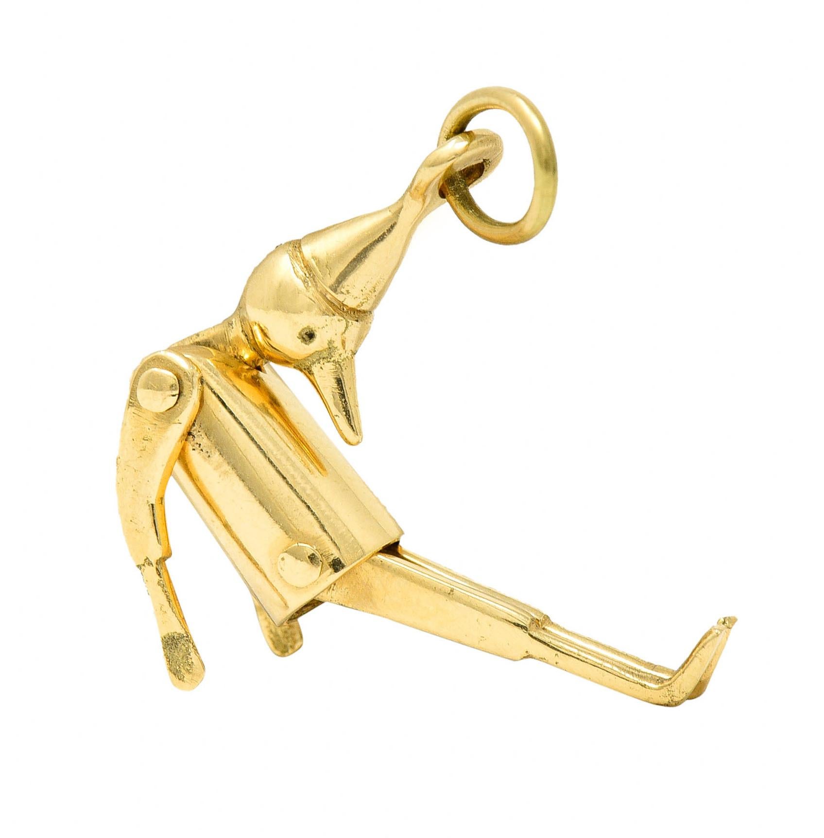 1940's Retro 18 Karat Gold Articulated Pinocchio Charm In Excellent Condition In Philadelphia, PA