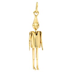 1940's Vintage 18 Karat Gold Articulated Pinocchio Charm