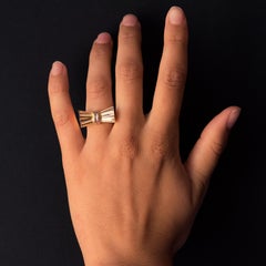 1940s Retro 18 Karat Yellow White Gold Tank Knot Ring