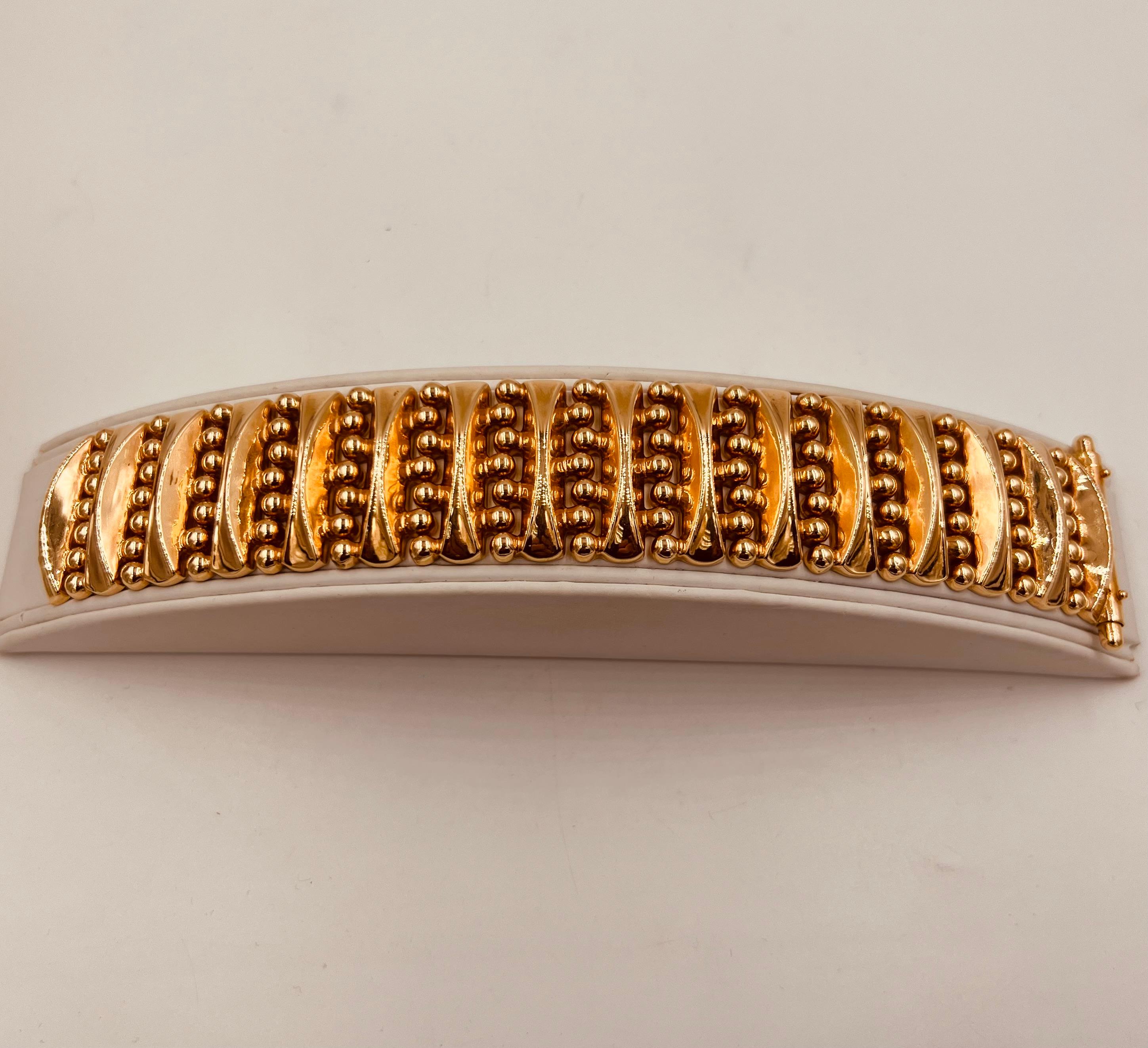 1940s Retro 18k Pink Gold Wide Tank Bracelet For Sale 2