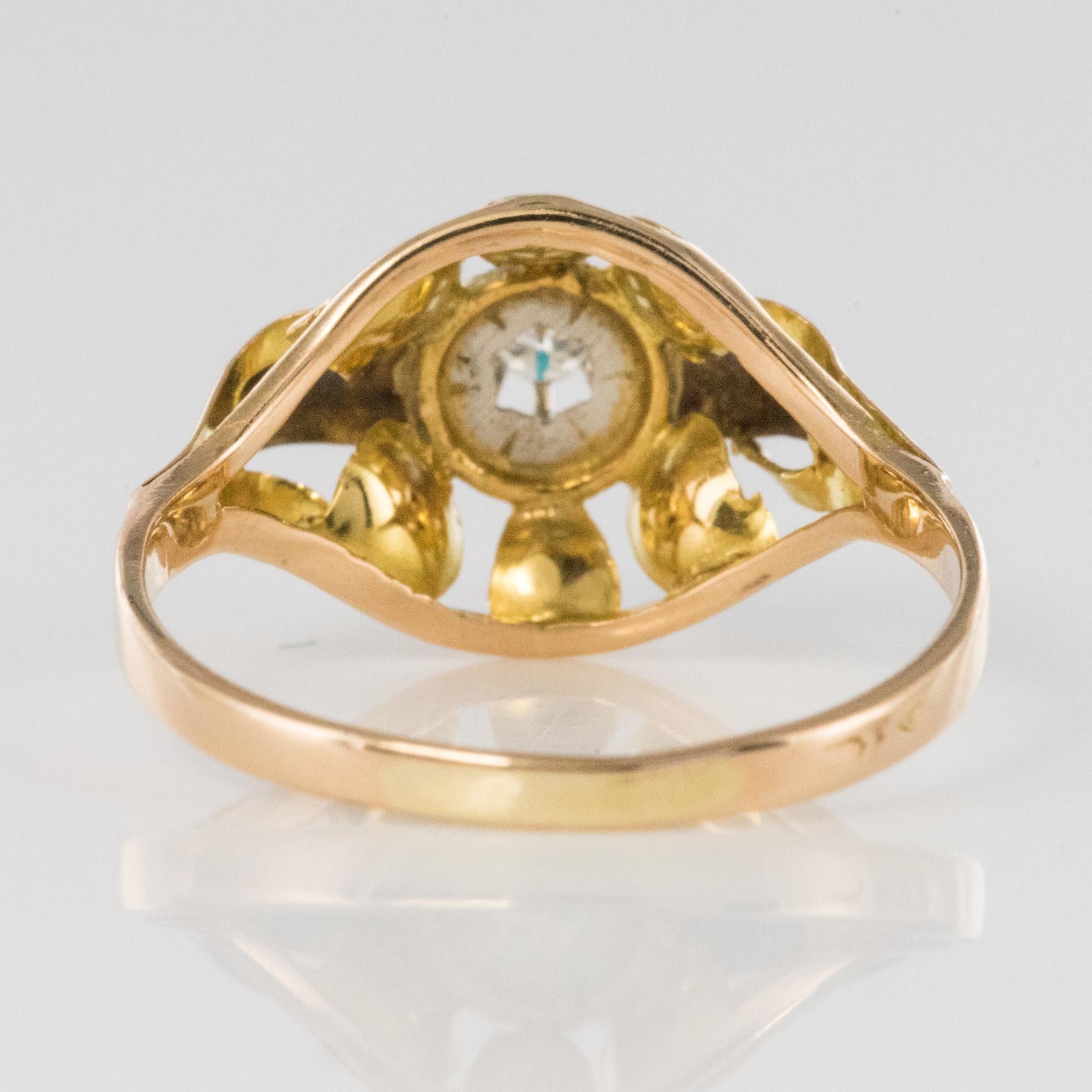 1940s Retro Diamond 18 Karat Yellow Gold Ring 5