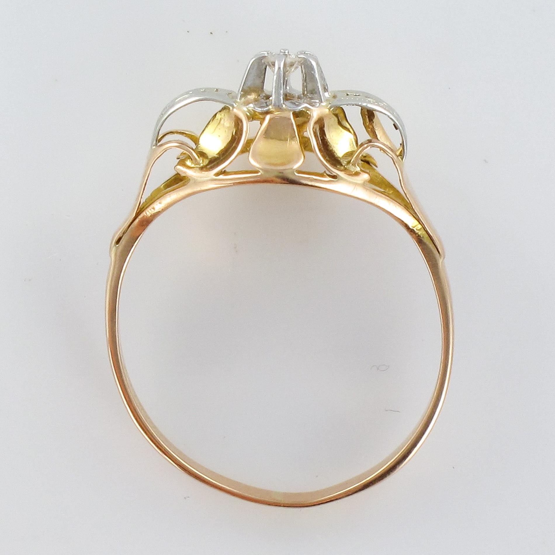 1940s Retro Diamond 18 Karat Yellow Gold Ring 8
