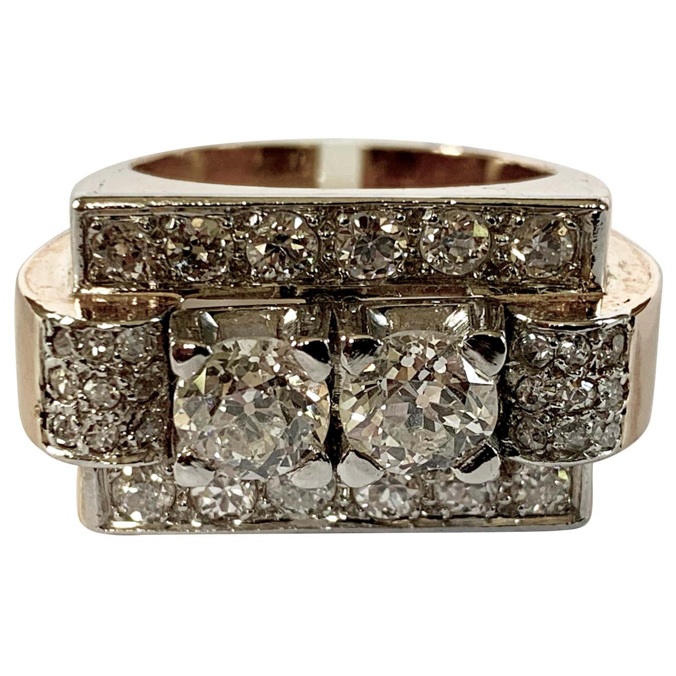 1940s Retro Diamond Gold Tank Ring at 1stDibs | tank rings, what is a ...