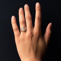 1940s Retro Diamond Paved 18 Karat Rose Gold Tank Ring