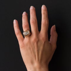 1940s Retro Diamond Platinum Gold Tank Ring