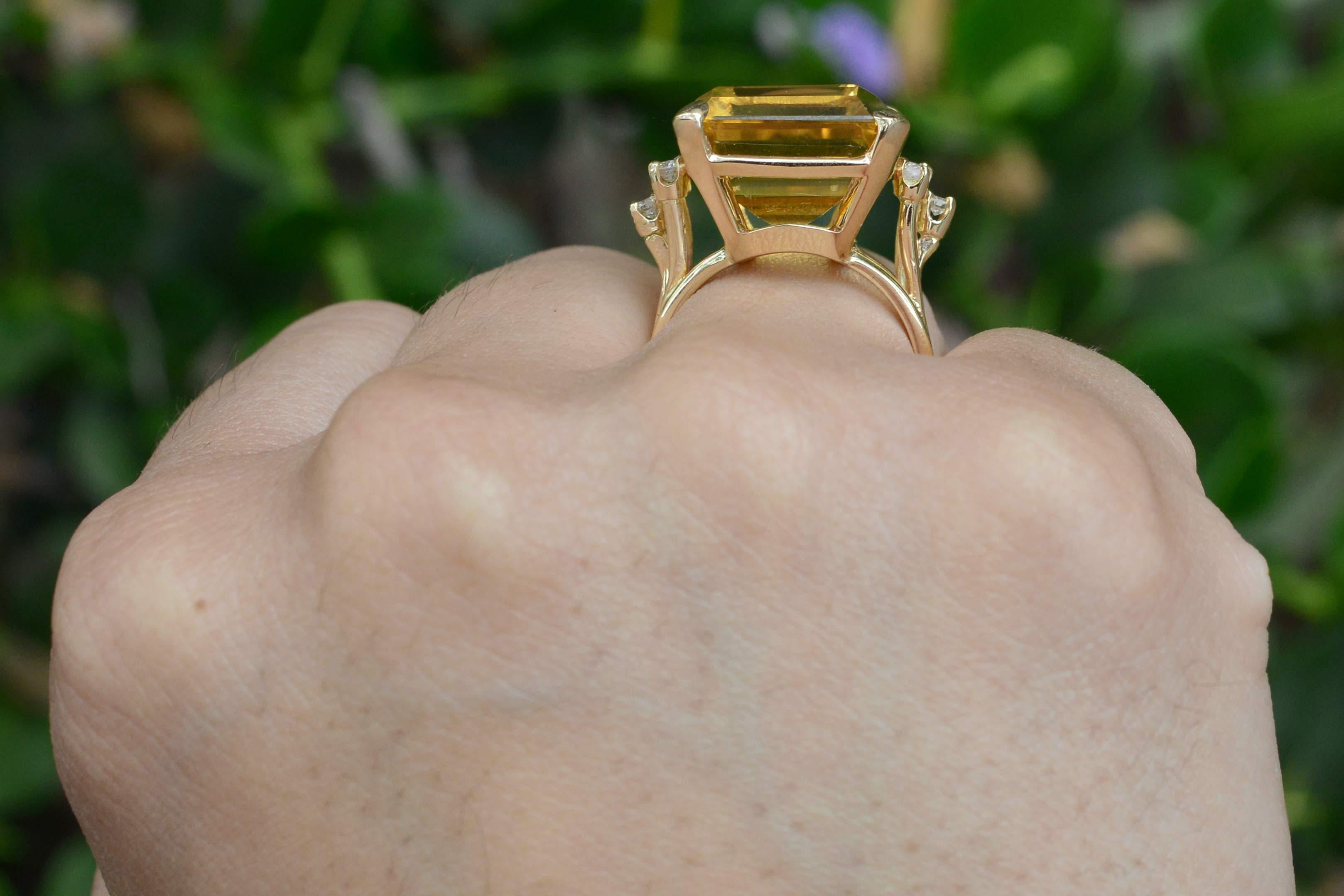 citrine emerald cut ring