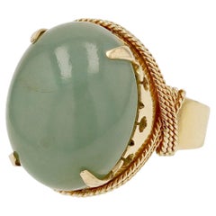 1940s Retro Era Natural Jade Cocktail Ring