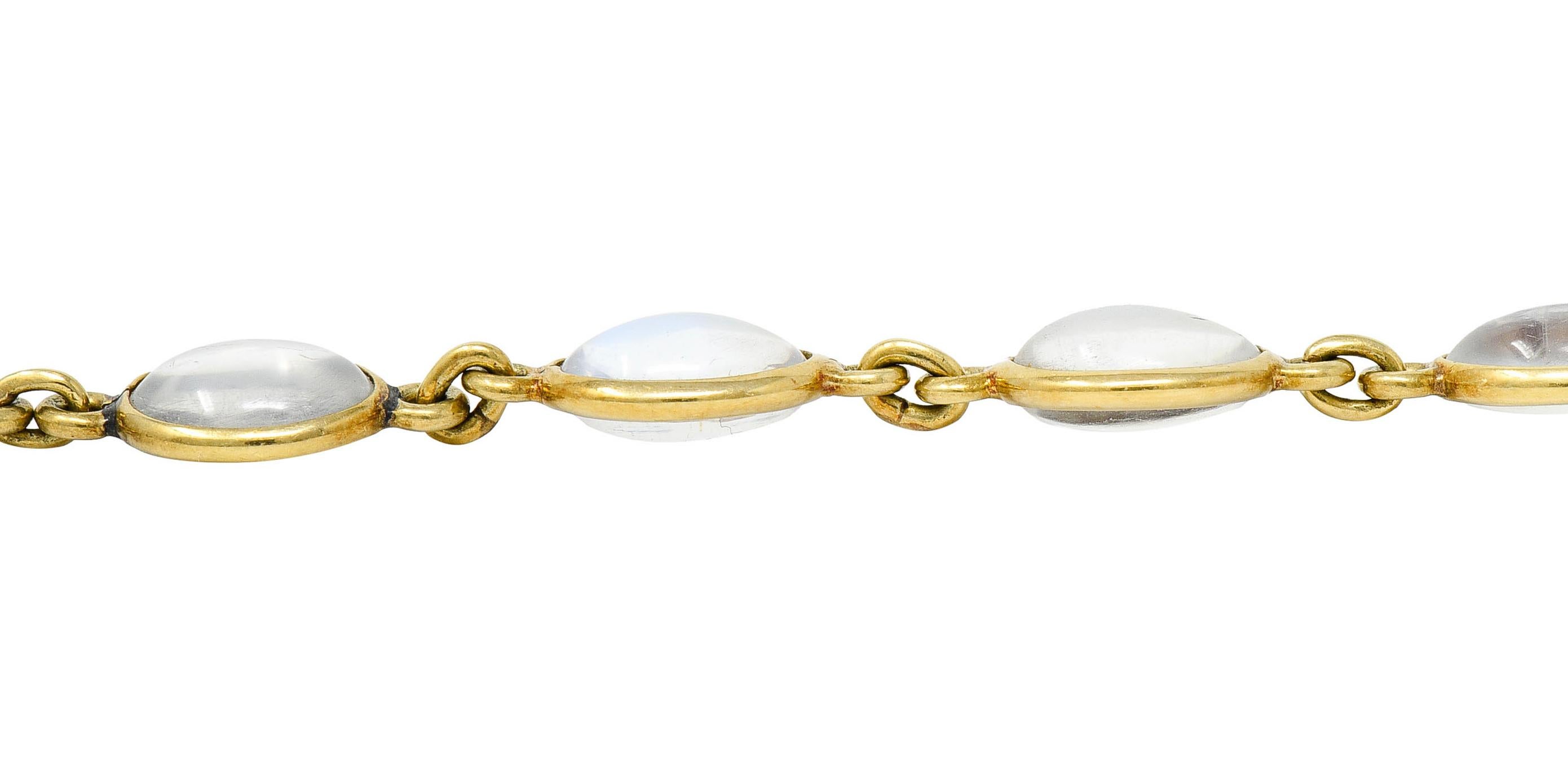 1940's Retro Moonstone 14 Karat Gold Link Bracelet 1