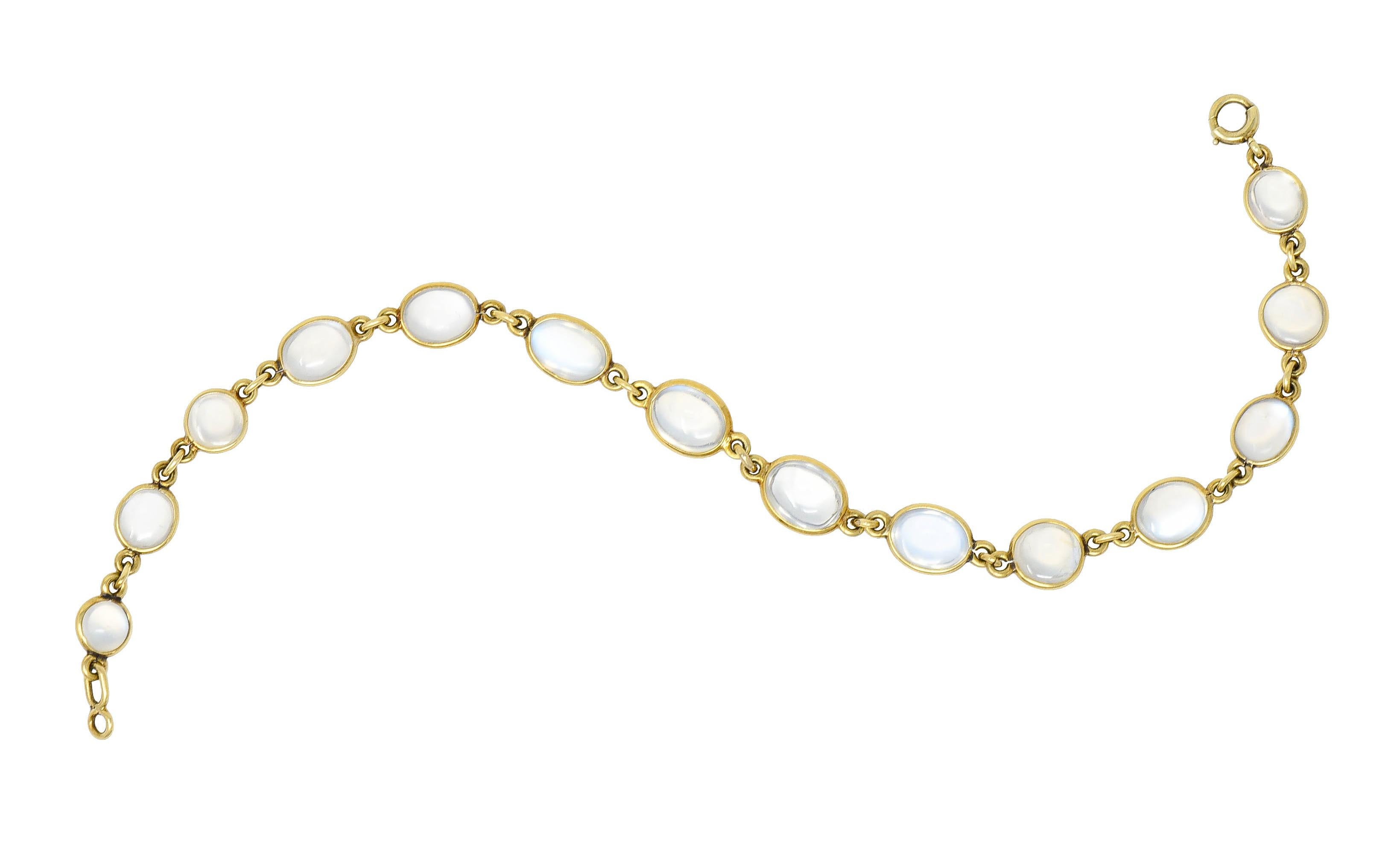 1940's Retro Moonstone 14 Karat Gold Link Bracelet 3