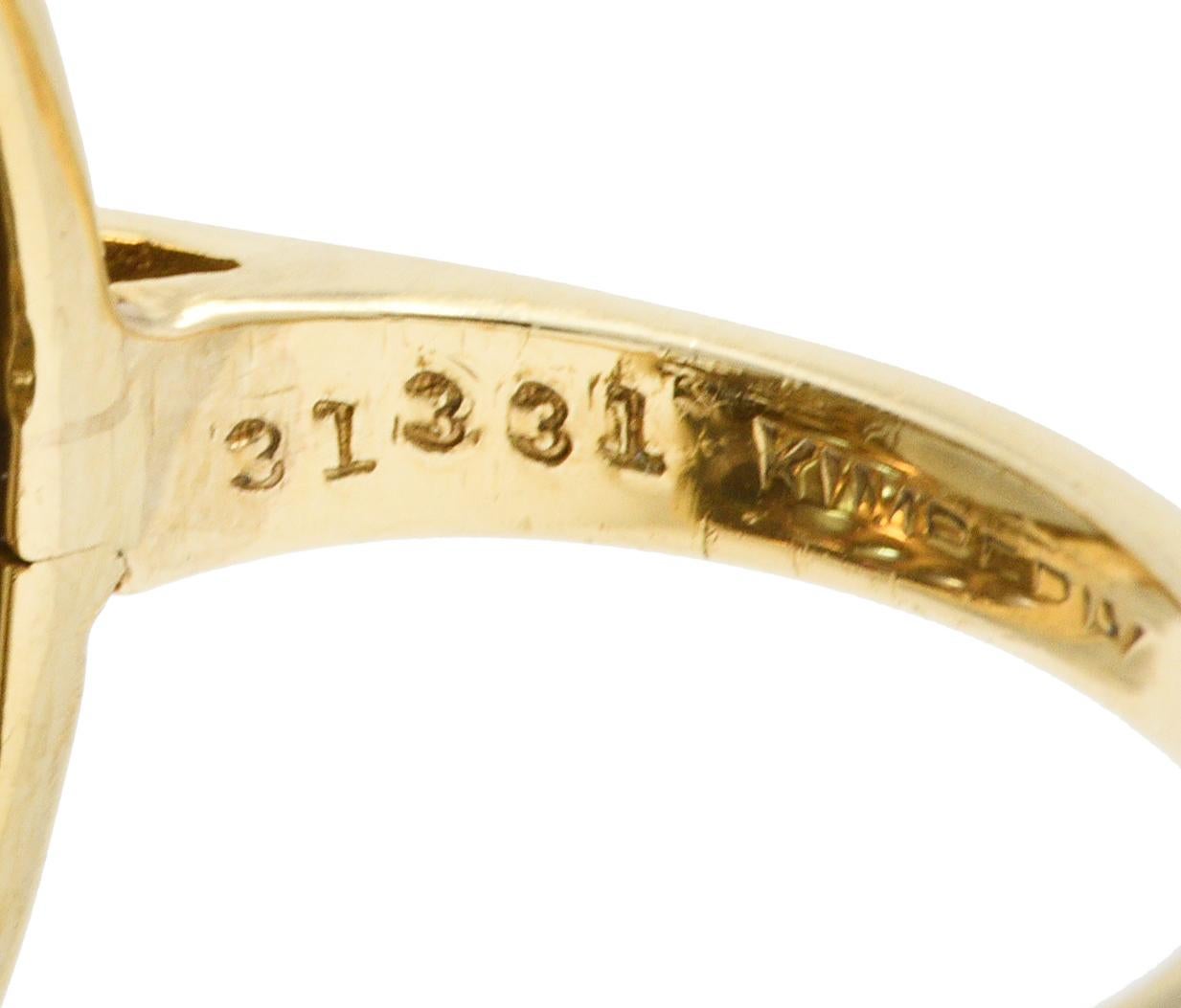 1940's Retro Moonstone Pearl 14 Karat Gold Cluster Cabochon Ring 5