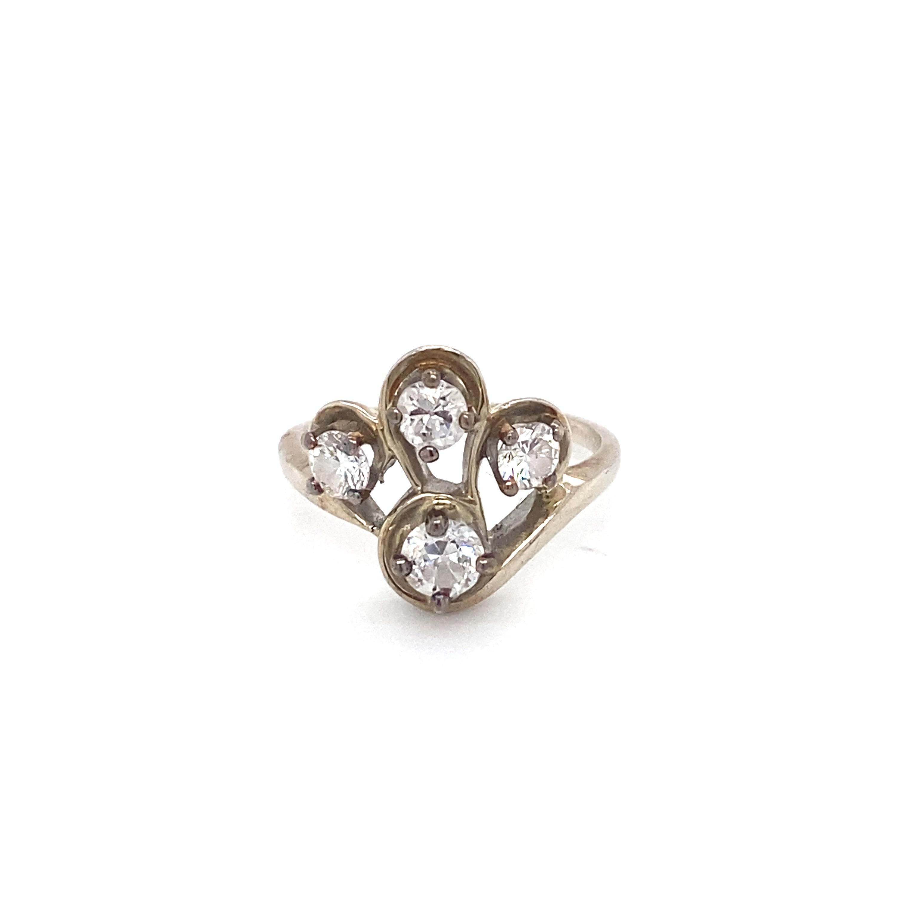 Women's 1940s Retro Old European Diamond Gold Ring