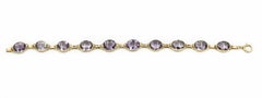 1940s Retro Oval Amethyst Link Gold Bracelet