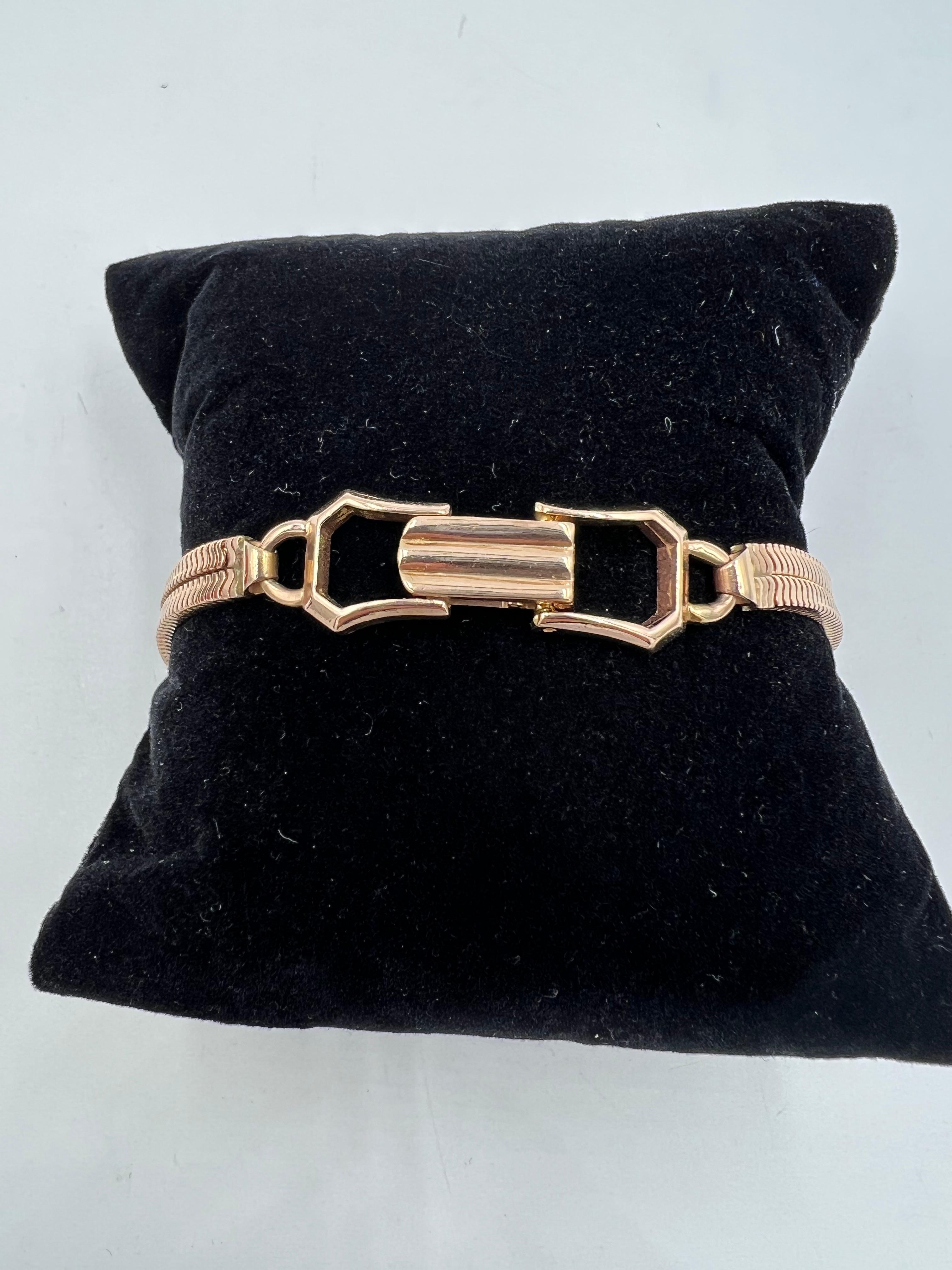 Reloj de pulsera retro de oro rosa de los años 40 con citrino, rubí y diamante en venta 3