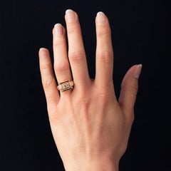 1940s Retro Rose Cut Diamond 18 Karat Yellow Gold Tank Ring