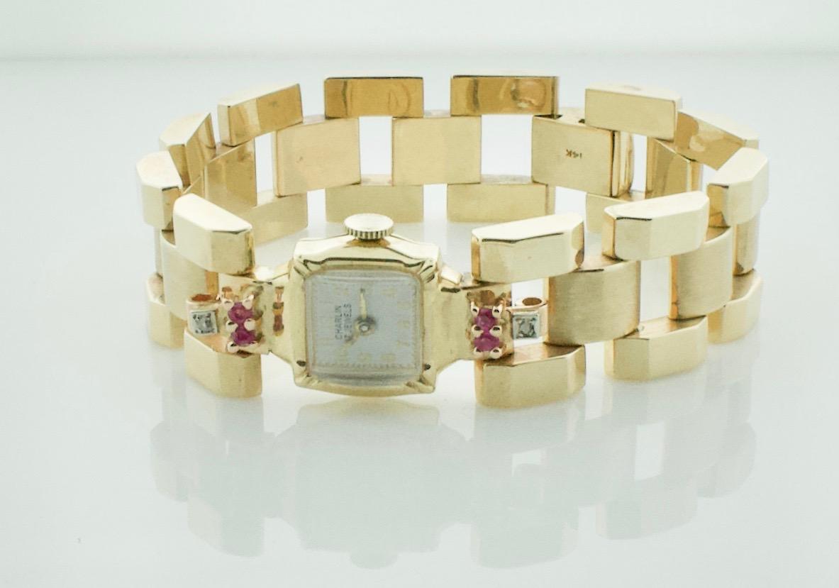 Rétro Montre rétro à rubis et diamants 
