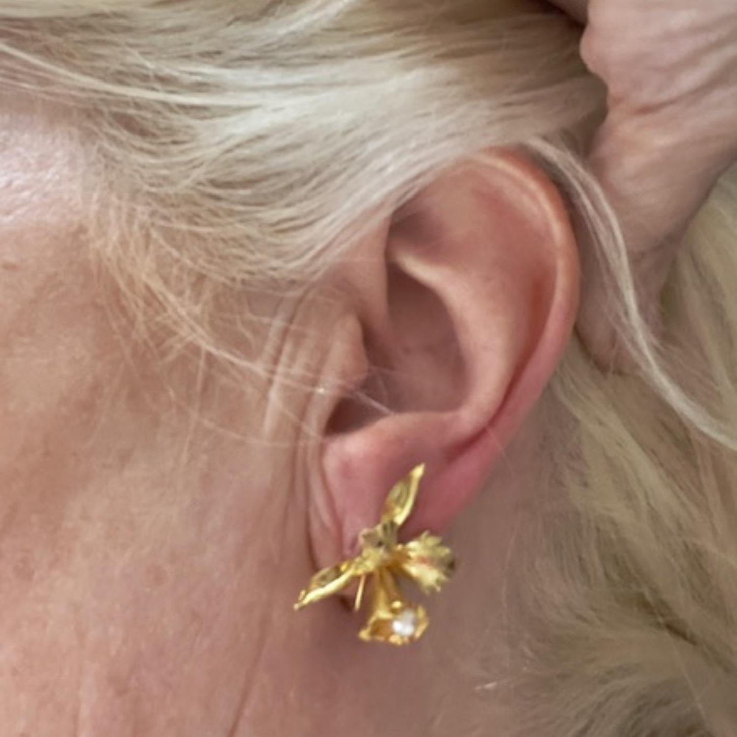 Orecchini retrò anni '40 con perle barocche in oro giallo 18 carati in vendita 2