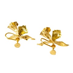 1940er Jahre Retro mit Barockperlen 18k Gelbgold Ohrringe