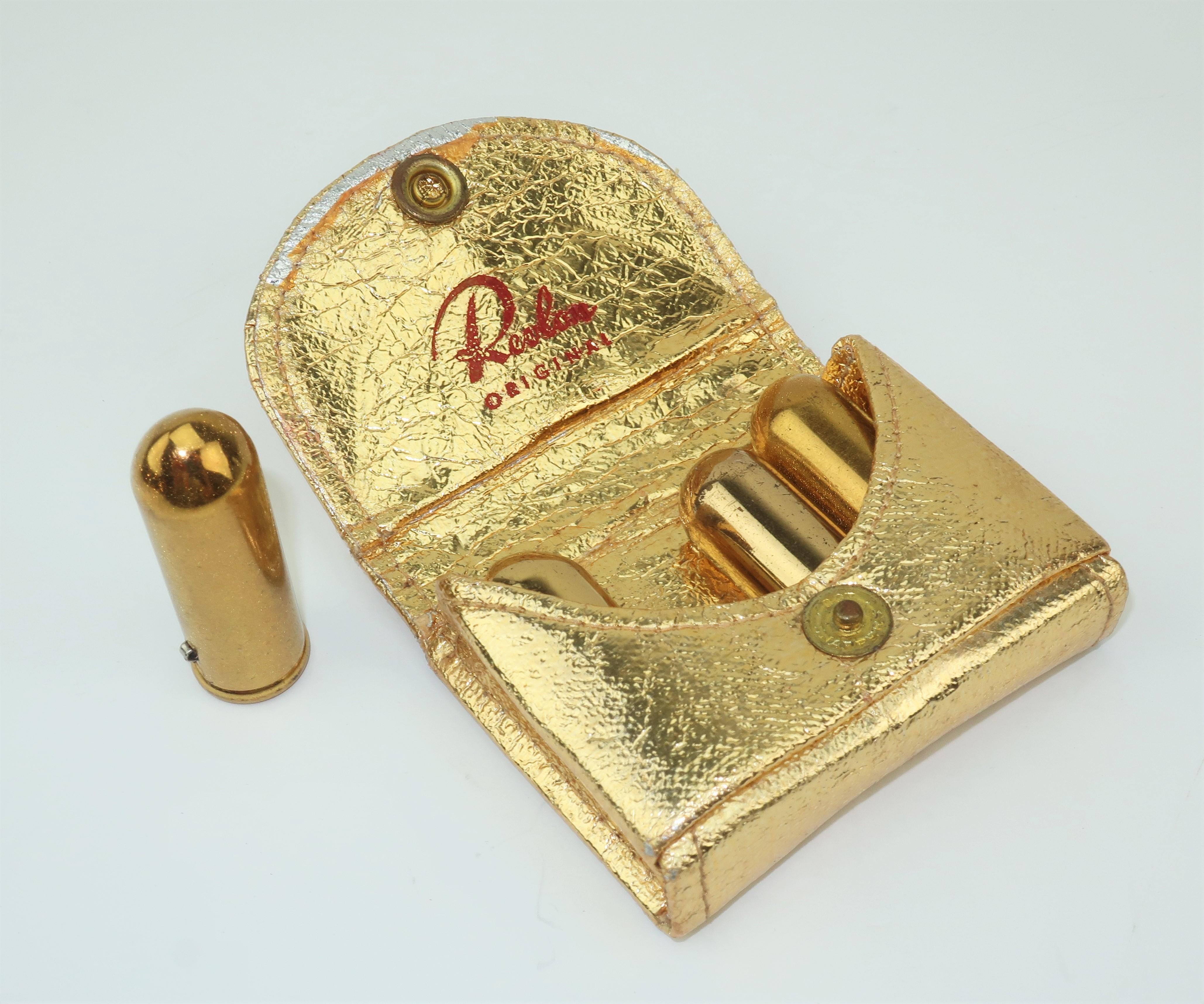 Brown 1940's Revlon 'Bullet' Lipstick Set With Gold Case