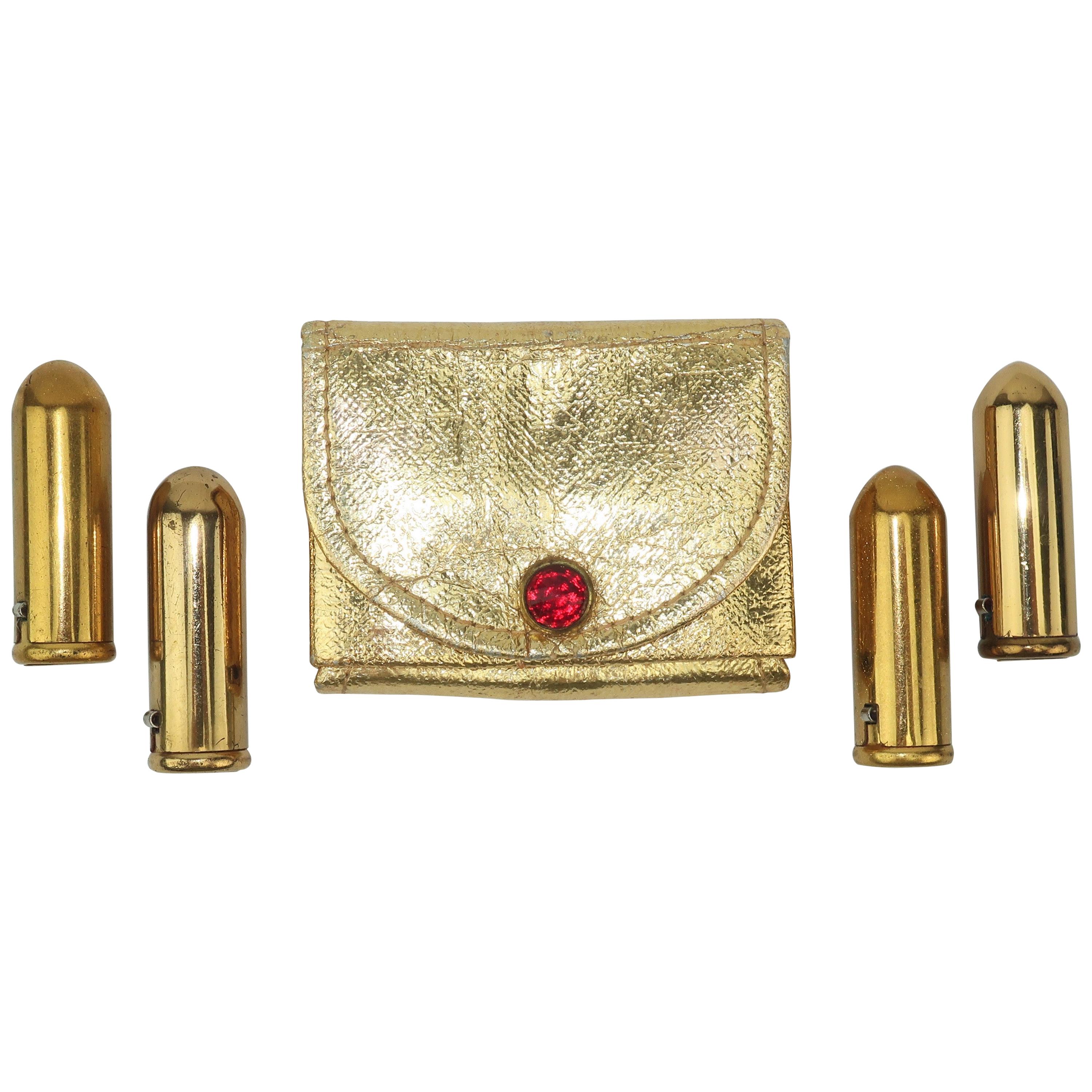 1940's Revlon 'Bullet' Lipstick Set With Gold Case
