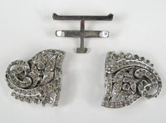 1940er Jahre Strass Old Hollywood Mantel Clip- Brosche Pin