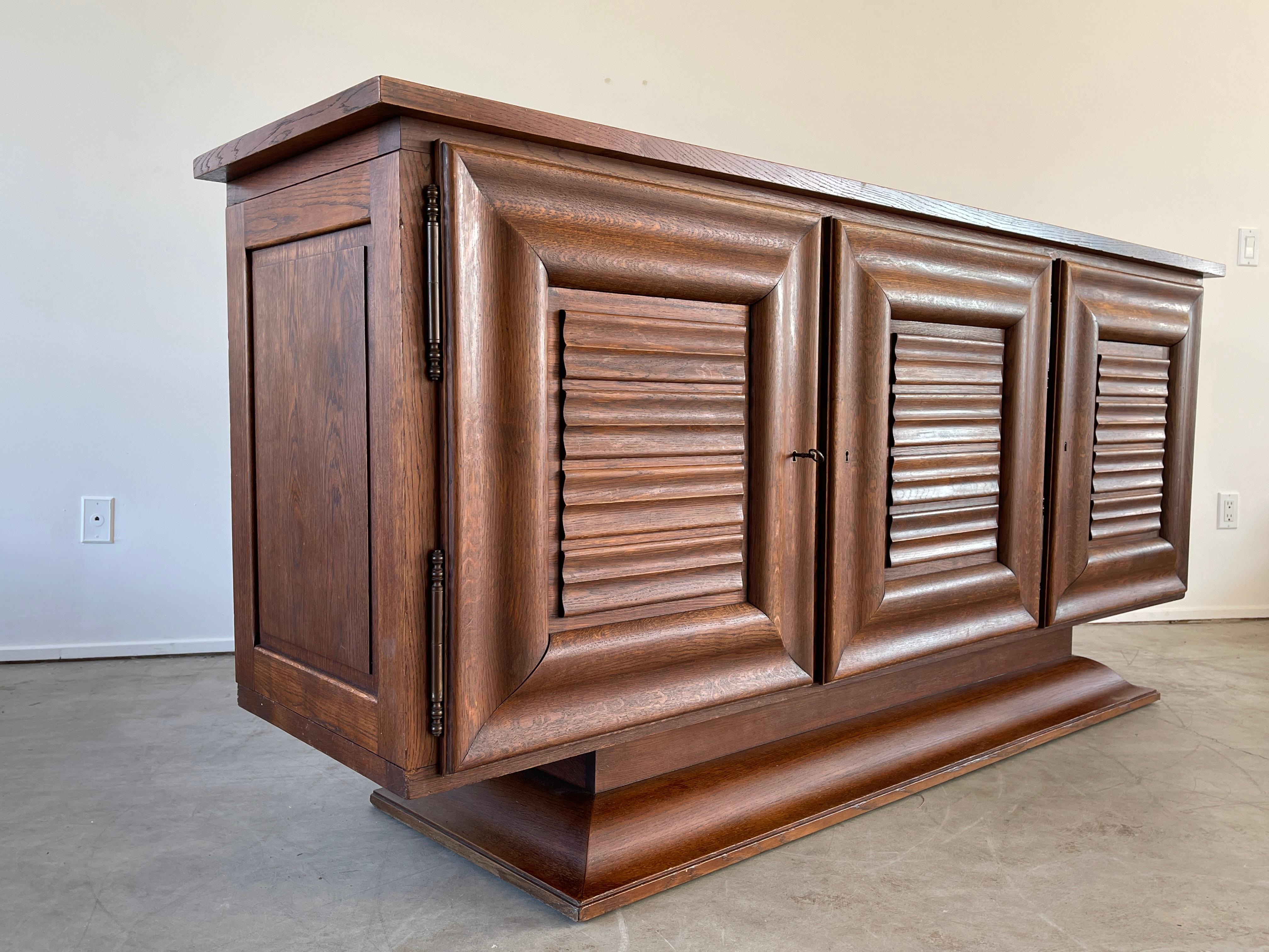 1940's Ribbed Oak Cabinet In Good Condition In Beverly Hills, CA