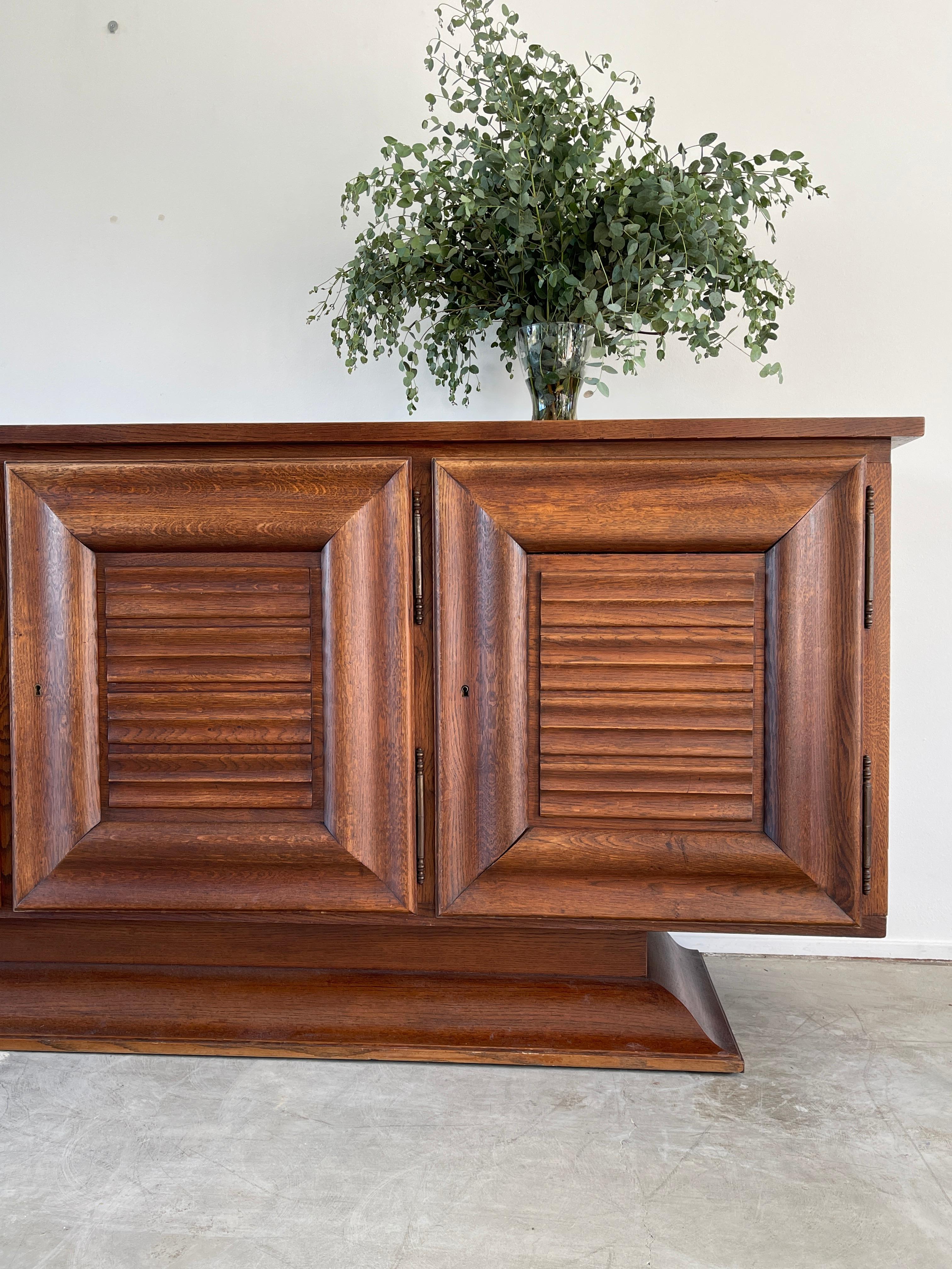 Mid-20th Century 1940's Ribbed Oak Cabinet