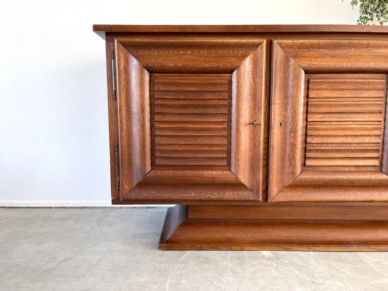 Mid-20th Century 1940's Ribbed Oak Cabinet For Sale