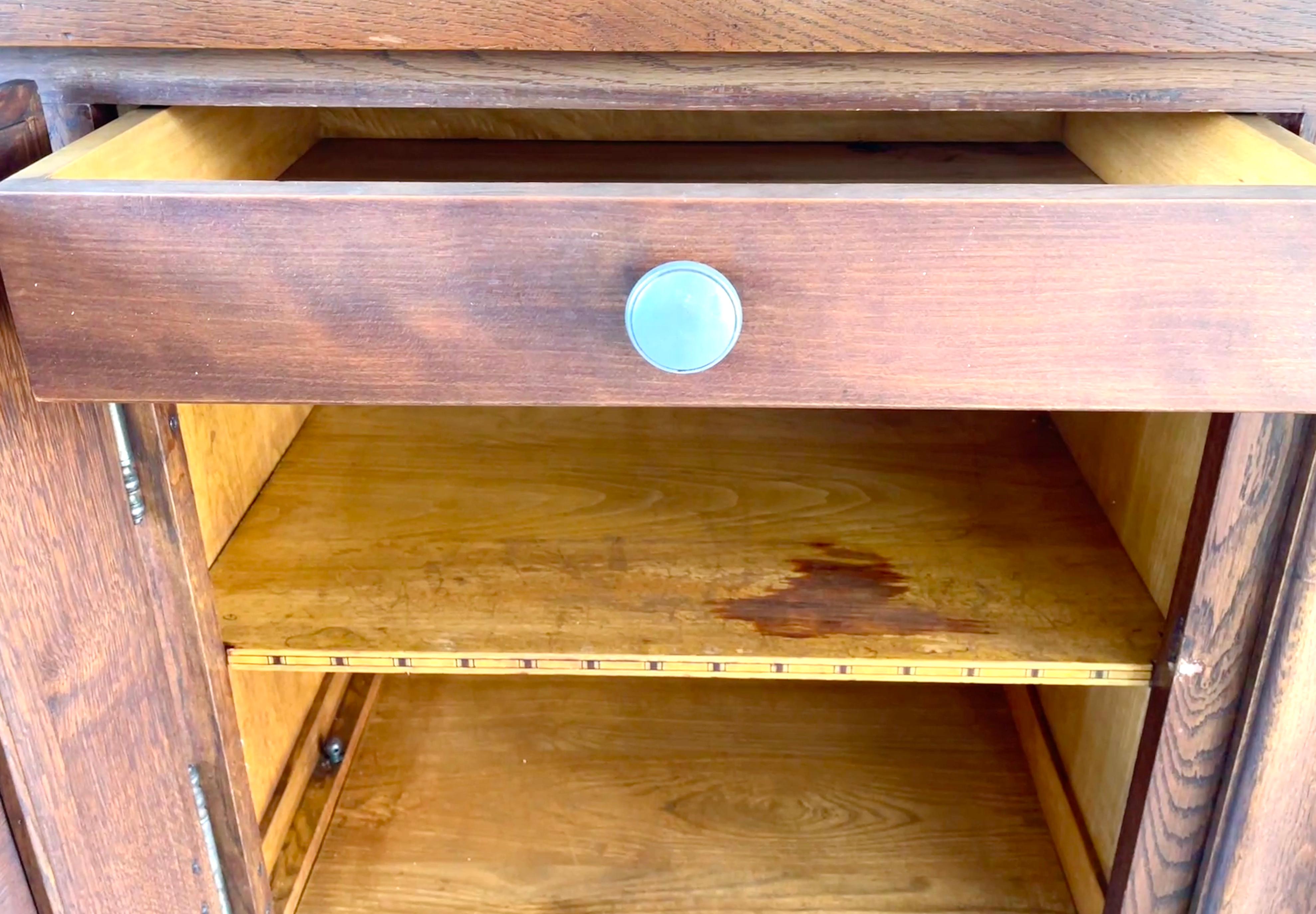 1940's Ribbed Oak Cabinet For Sale 3