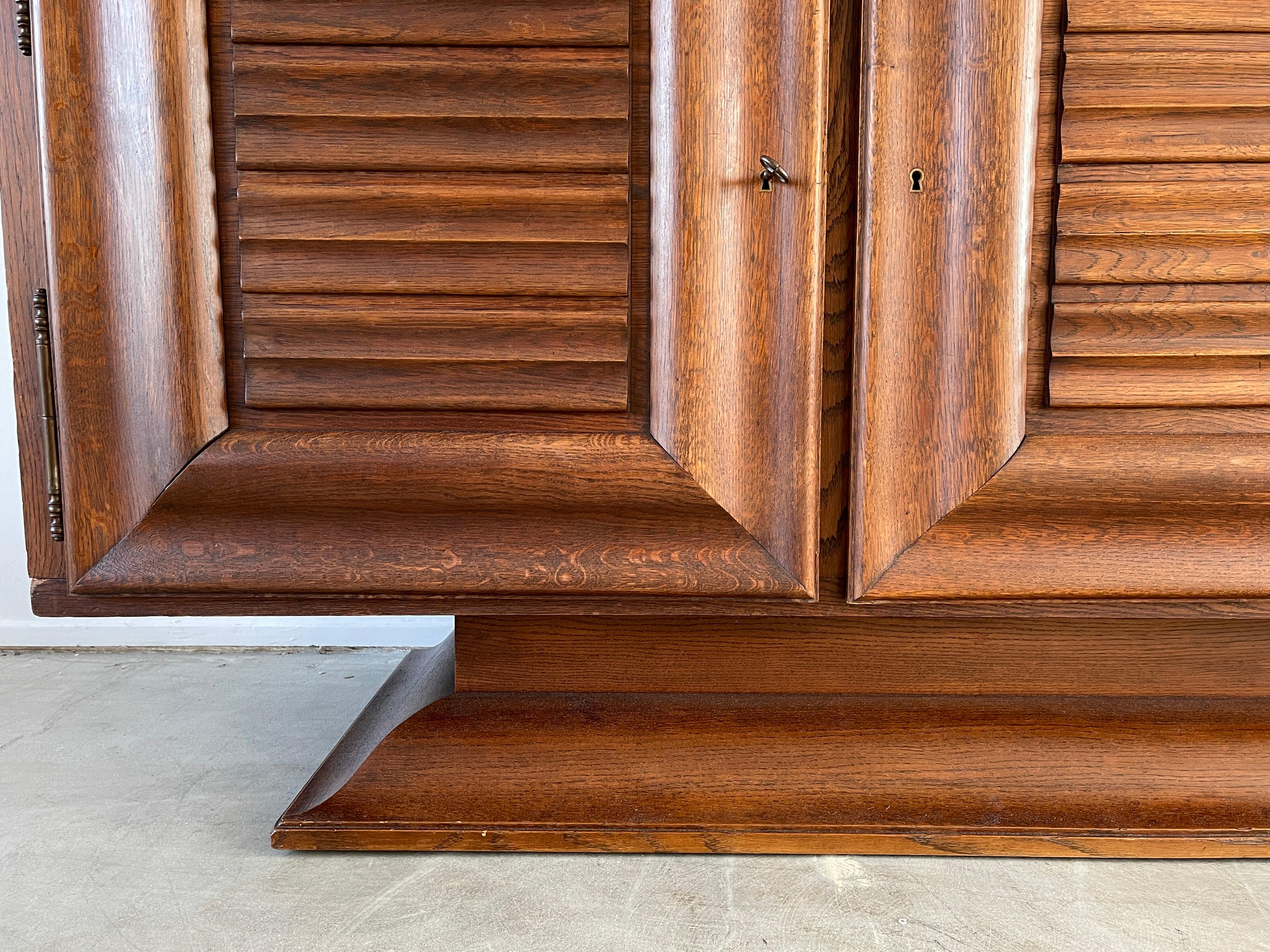 1940's Ribbed Oak Cabinet For Sale 4