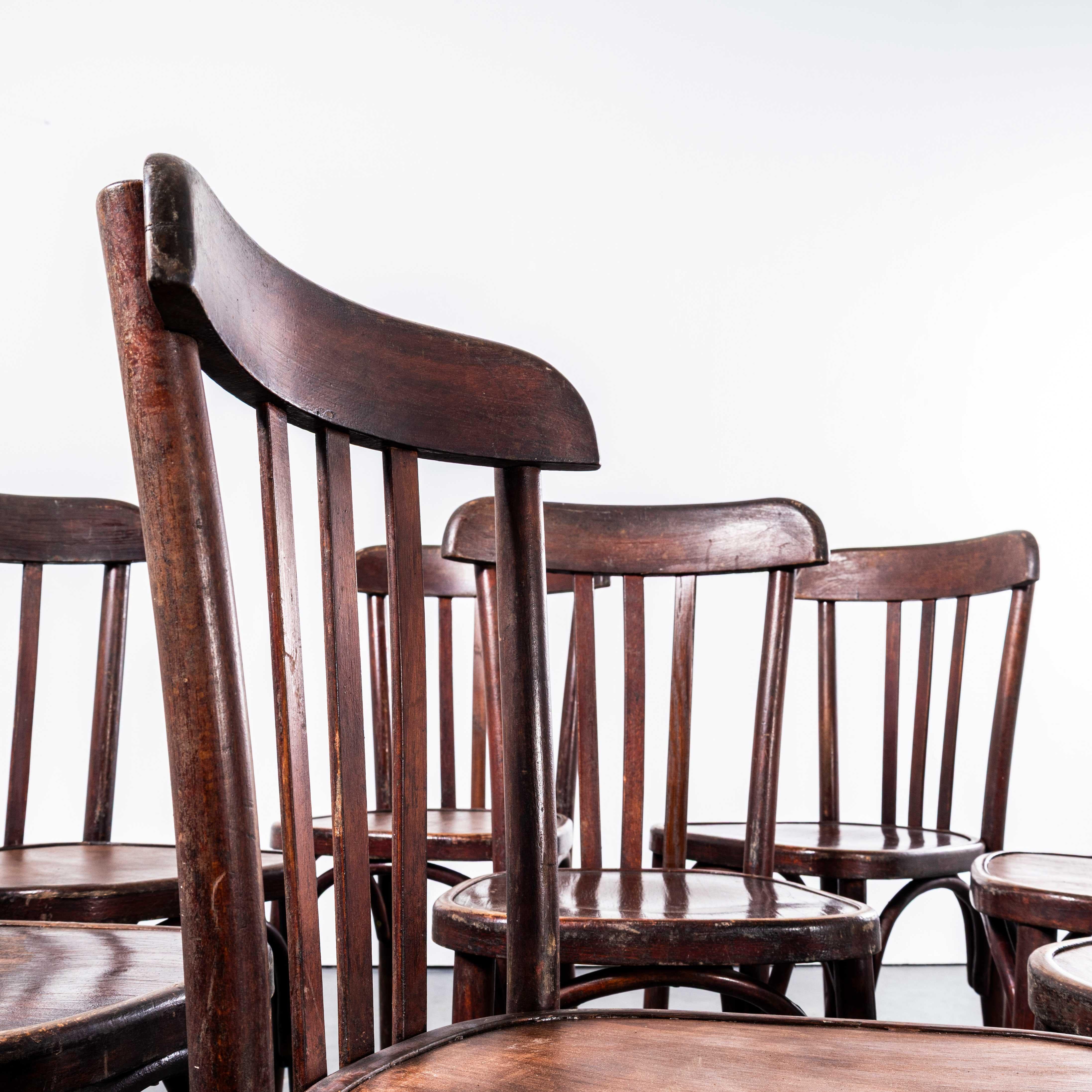 Beech 1940's Rich Dark Fischel Bentwood Dining Chairs - Set Of Eight For Sale