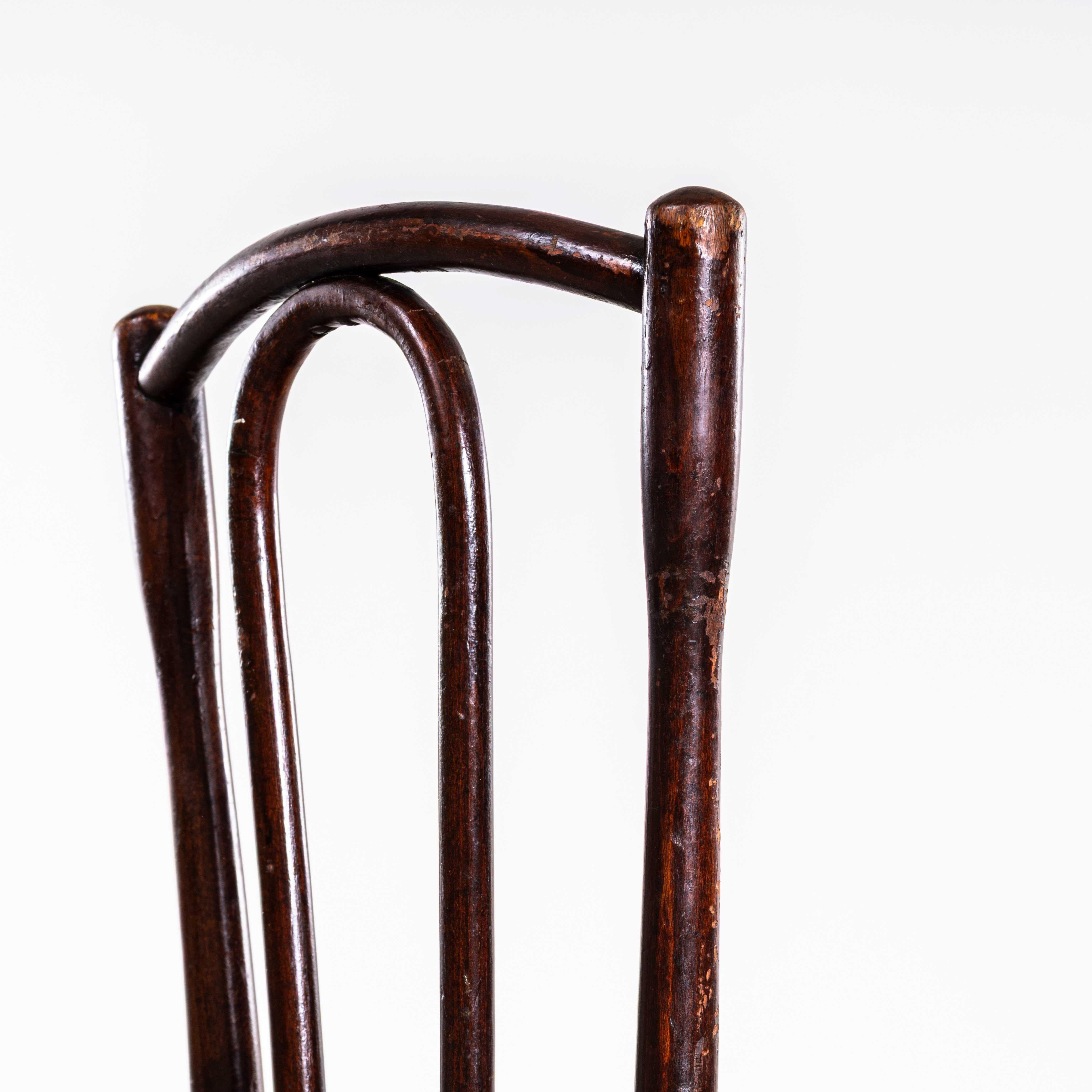 1940's Rich Dark Fischel Bentwood Dining Chairs - Set von sechs im Angebot 5