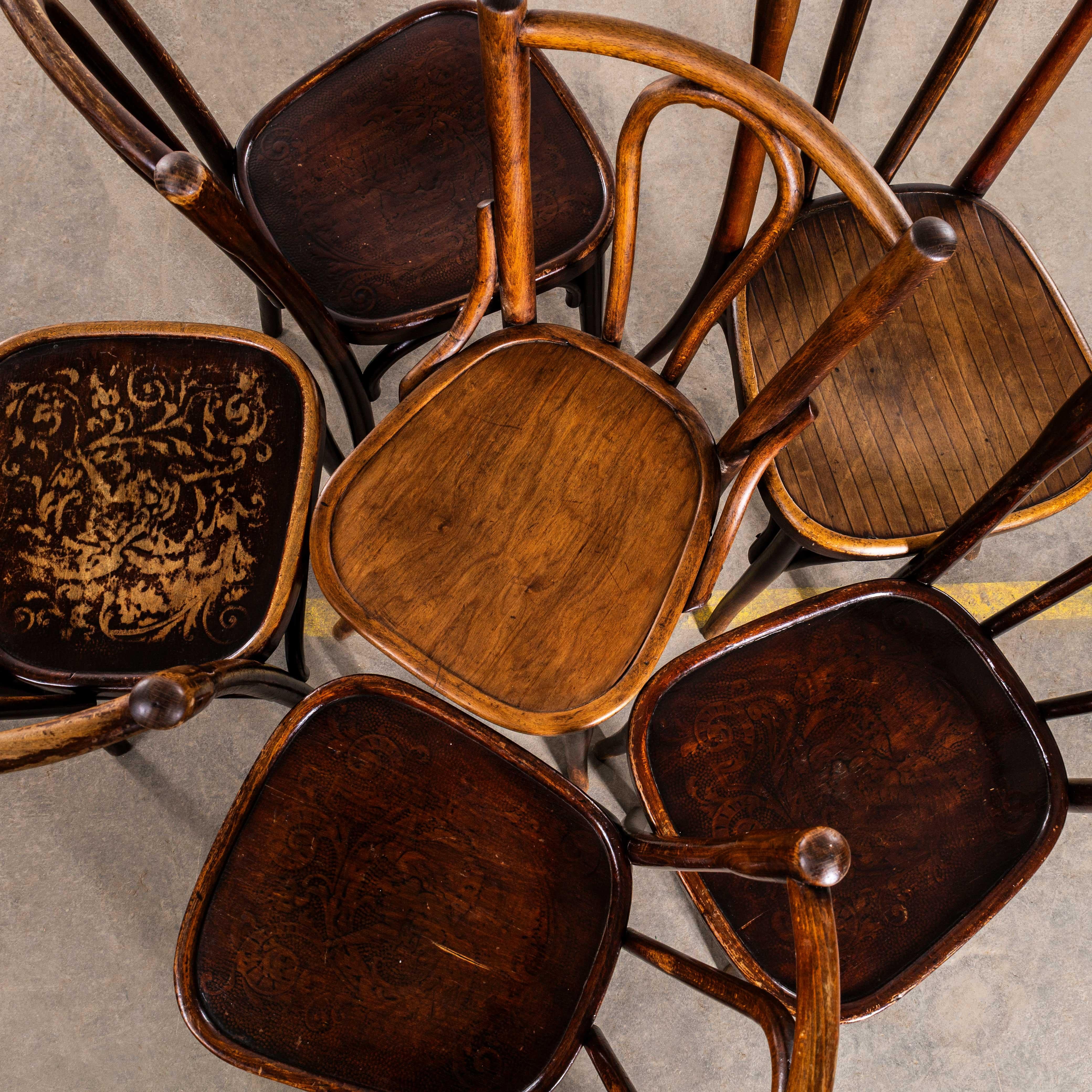 1940's Rich Dark Fischel Bentwood Dining Chairs - Set von sechs im Zustand „Gut“ im Angebot in Hook, Hampshire