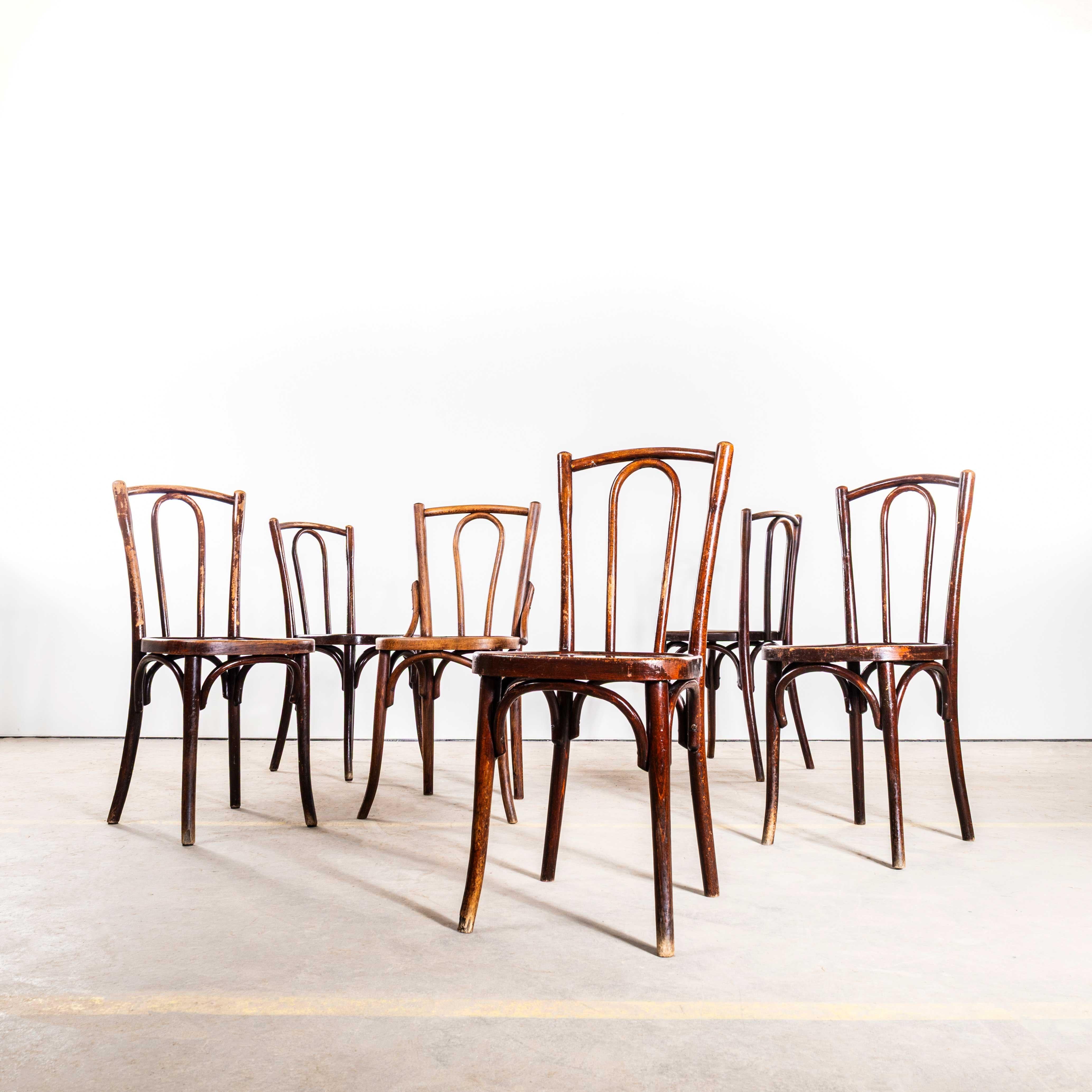 1940's Rich Dark Fischel Bentwood Dining Chairs - Set von sechs (Bugholz) im Angebot