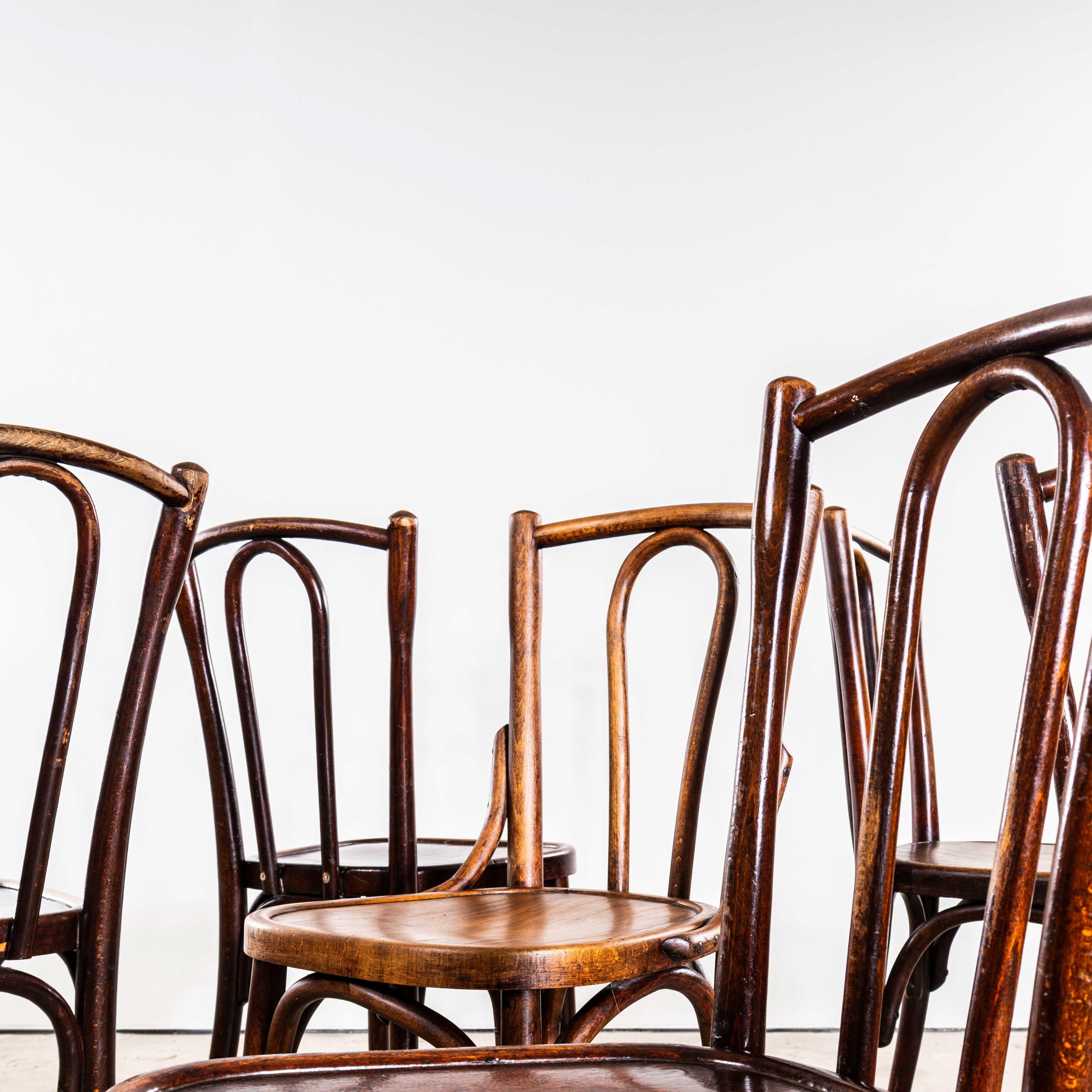 1940's Rich Dark Fischel Bentwood Dining Chairs - Set von sechs im Angebot 1