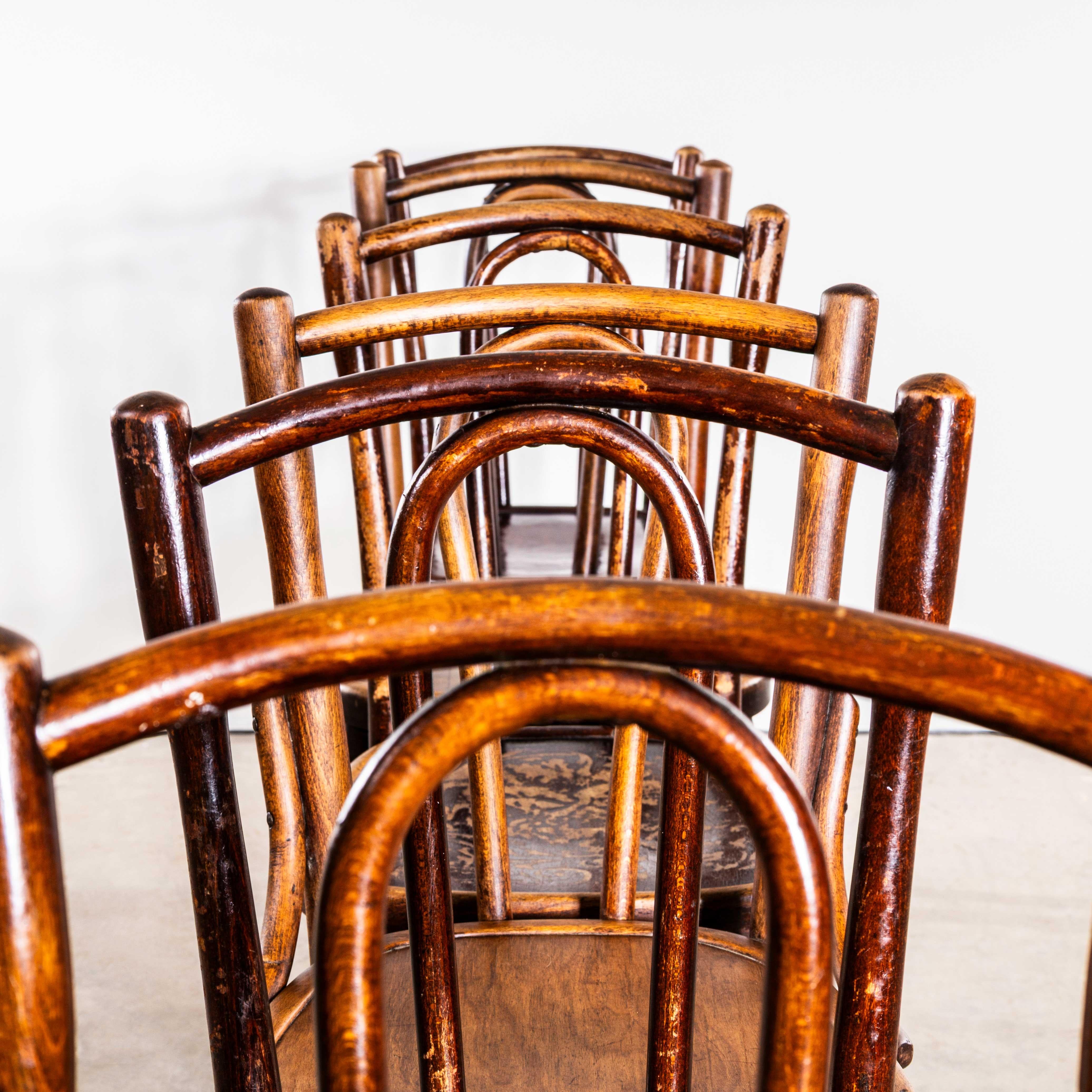 1940's Rich Dark Fischel Bentwood Dining Chairs - Set von sechs im Angebot 2