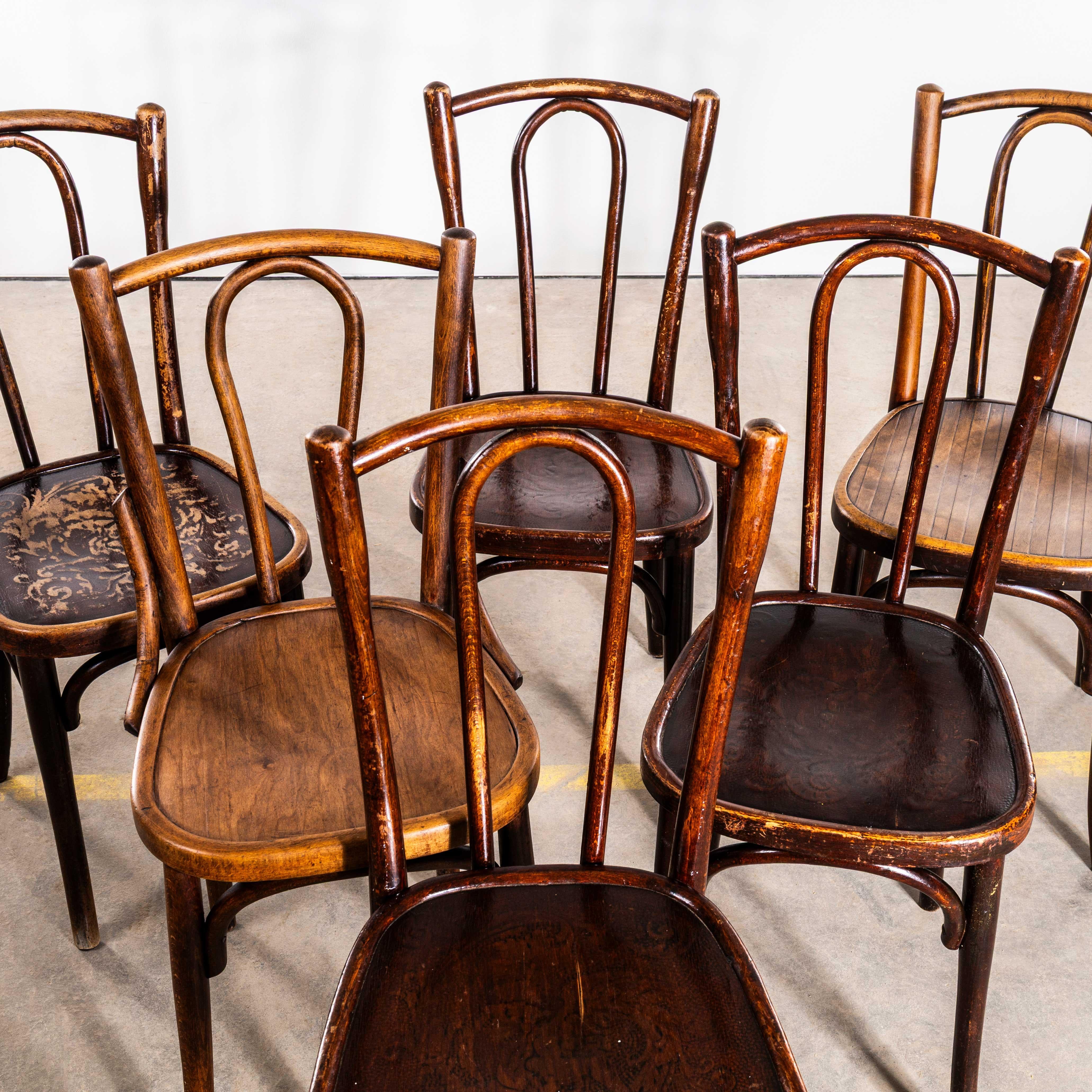 1940's Rich Dark Fischel Bentwood Dining Chairs - Set von sechs im Angebot 3