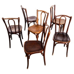 1940’s Rich Dark Fischel Bentwood Dining Chairs – Set Of Six