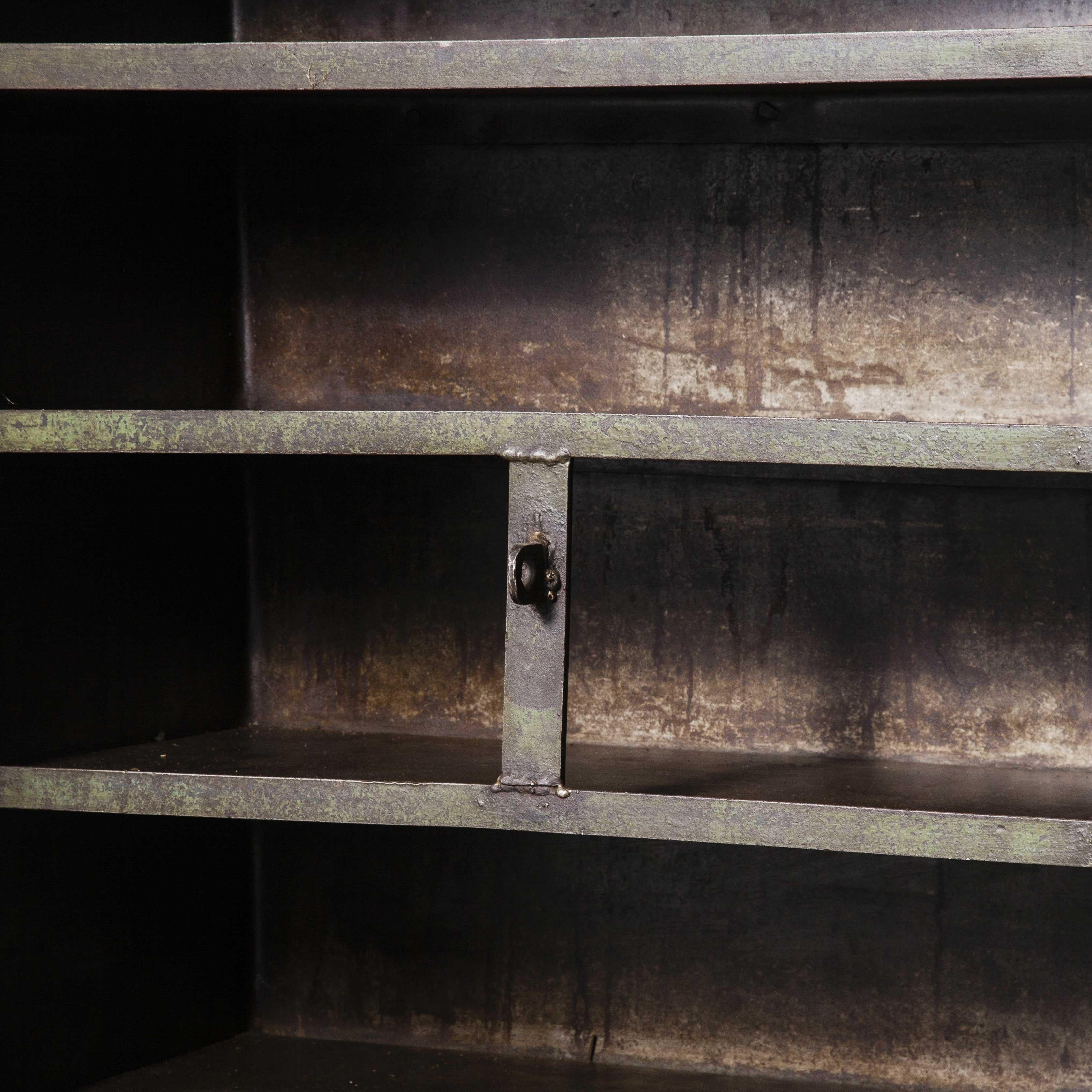 1940s Riveted Industrial Metal Storage Cabinet, Cupboard 12