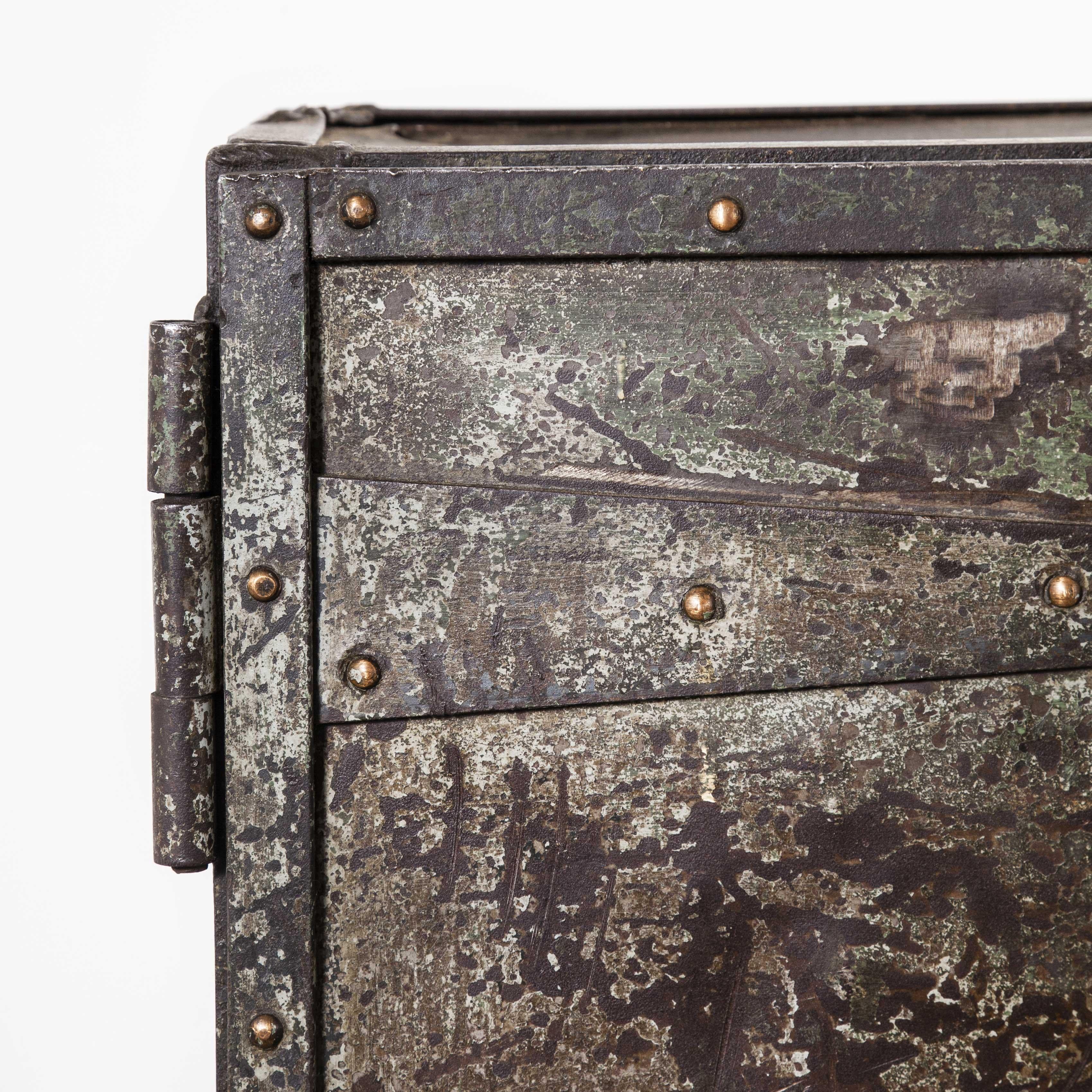 British 1940s Riveted Industrial Metal Storage Cabinet, Cupboard